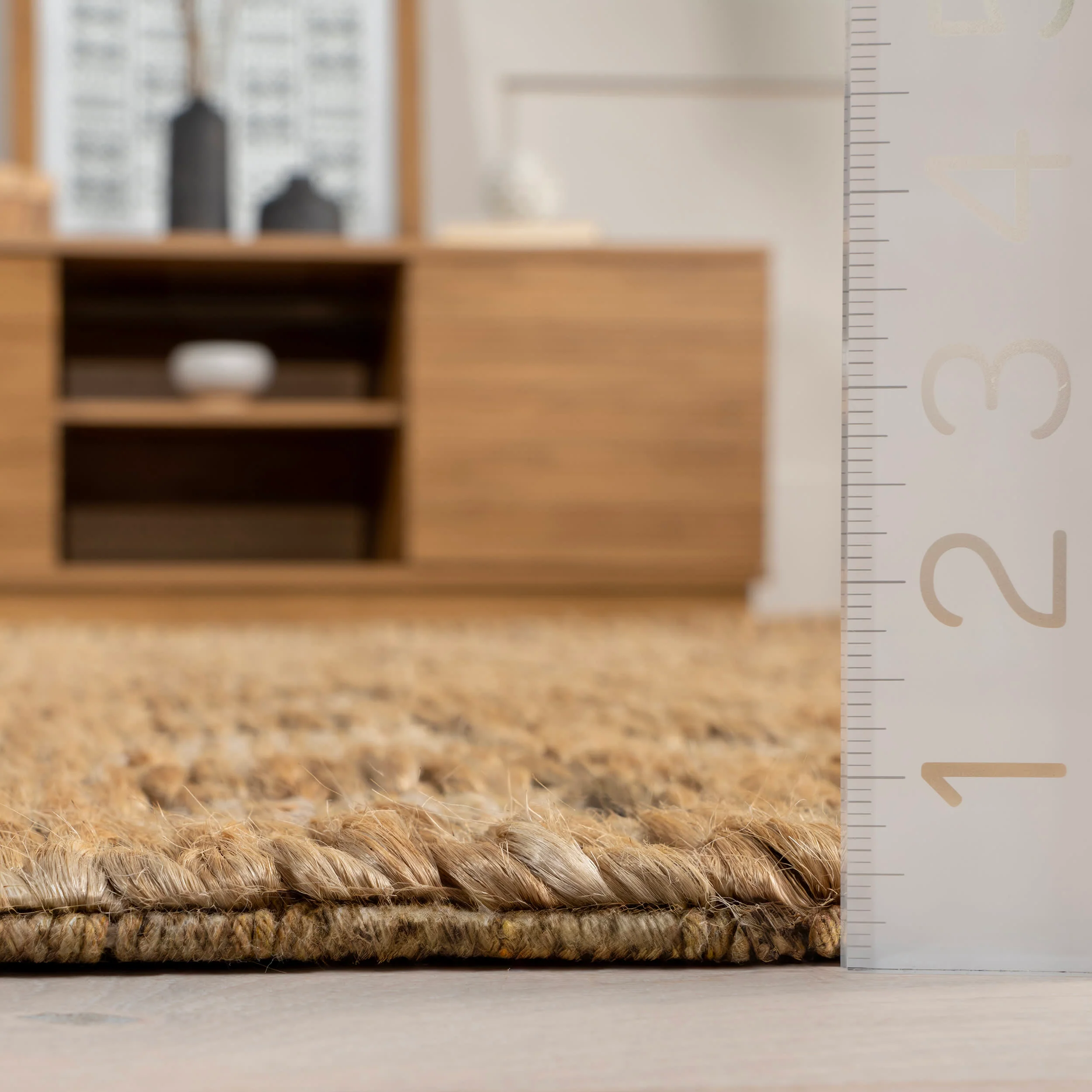 Lennon Checkered Hand Braided Jute Rug | Natural - Image 5