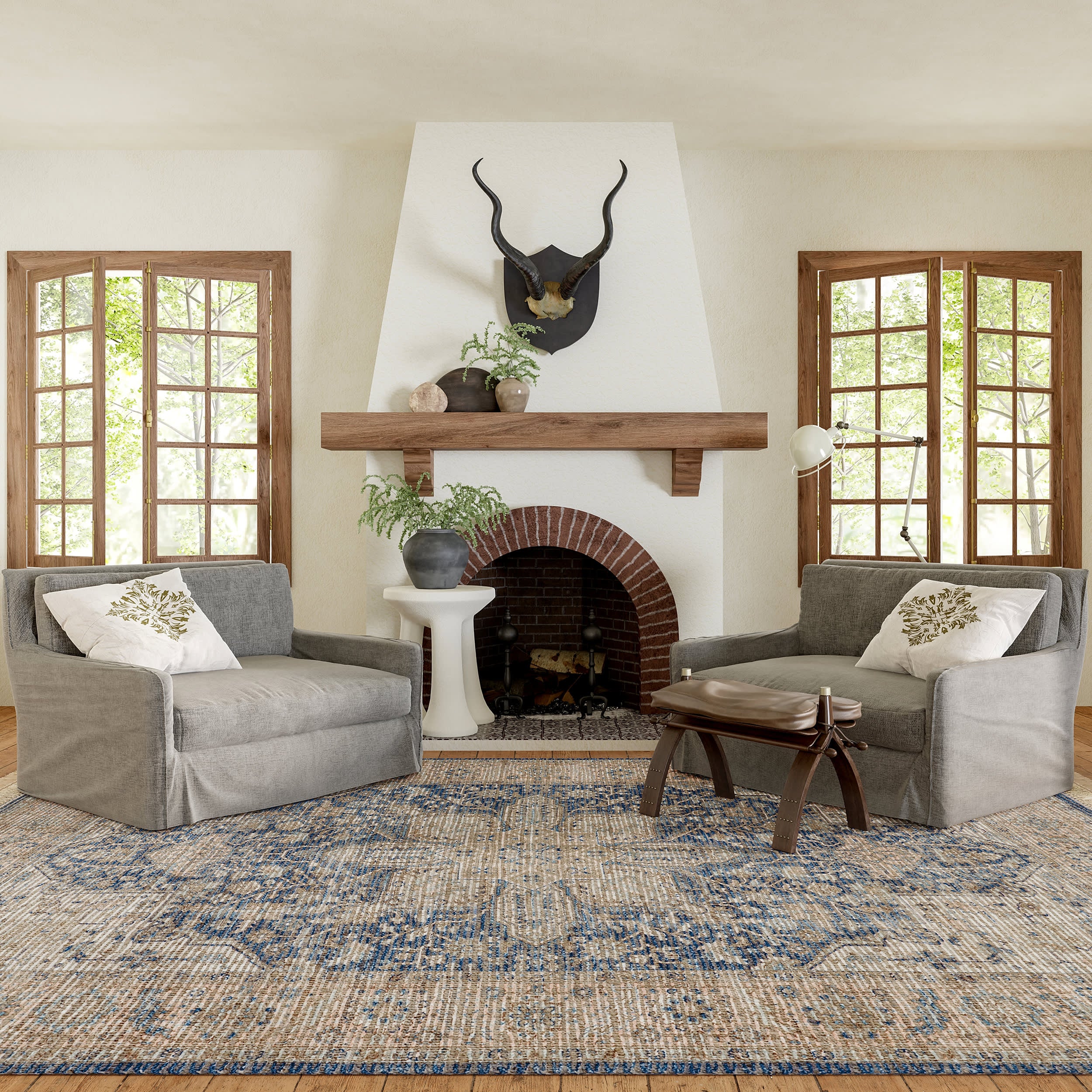 Lennox Medallion Tassel Rug | Blue - Image 2