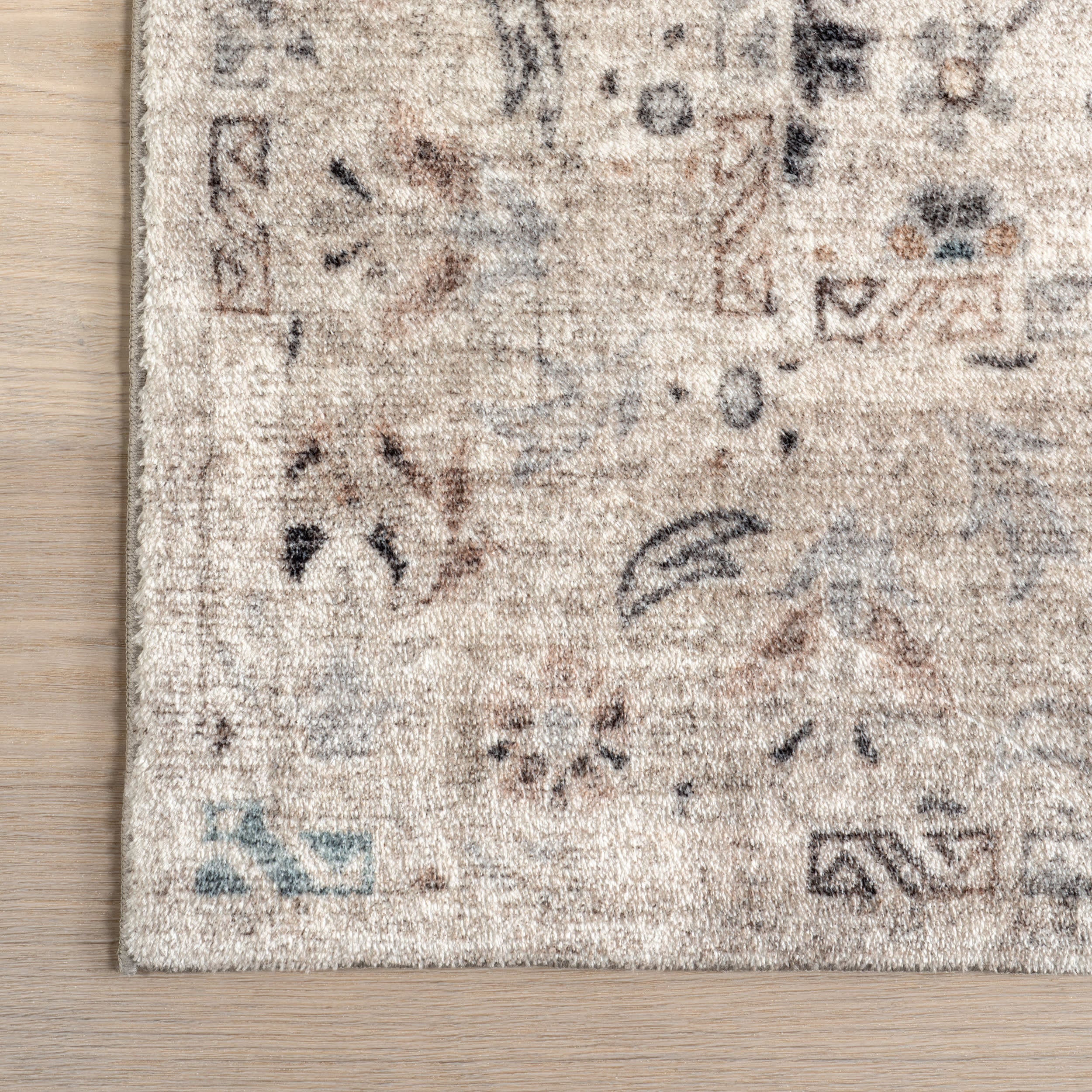Leola Vintage Garden Floral Washable Rug | Grey - Image 3