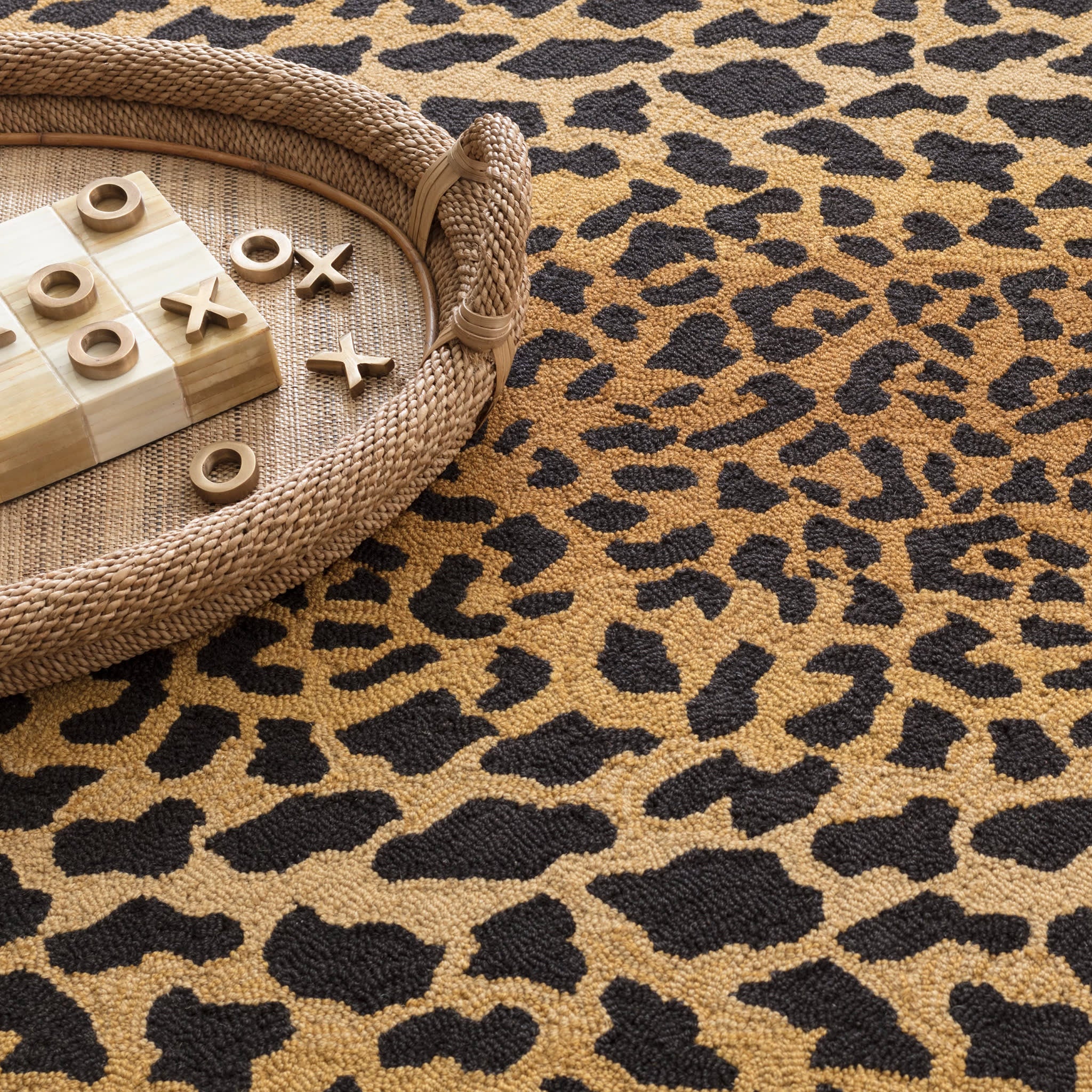 Leopard Hand Micro Hooked Wool Rug | Brown - Image 5