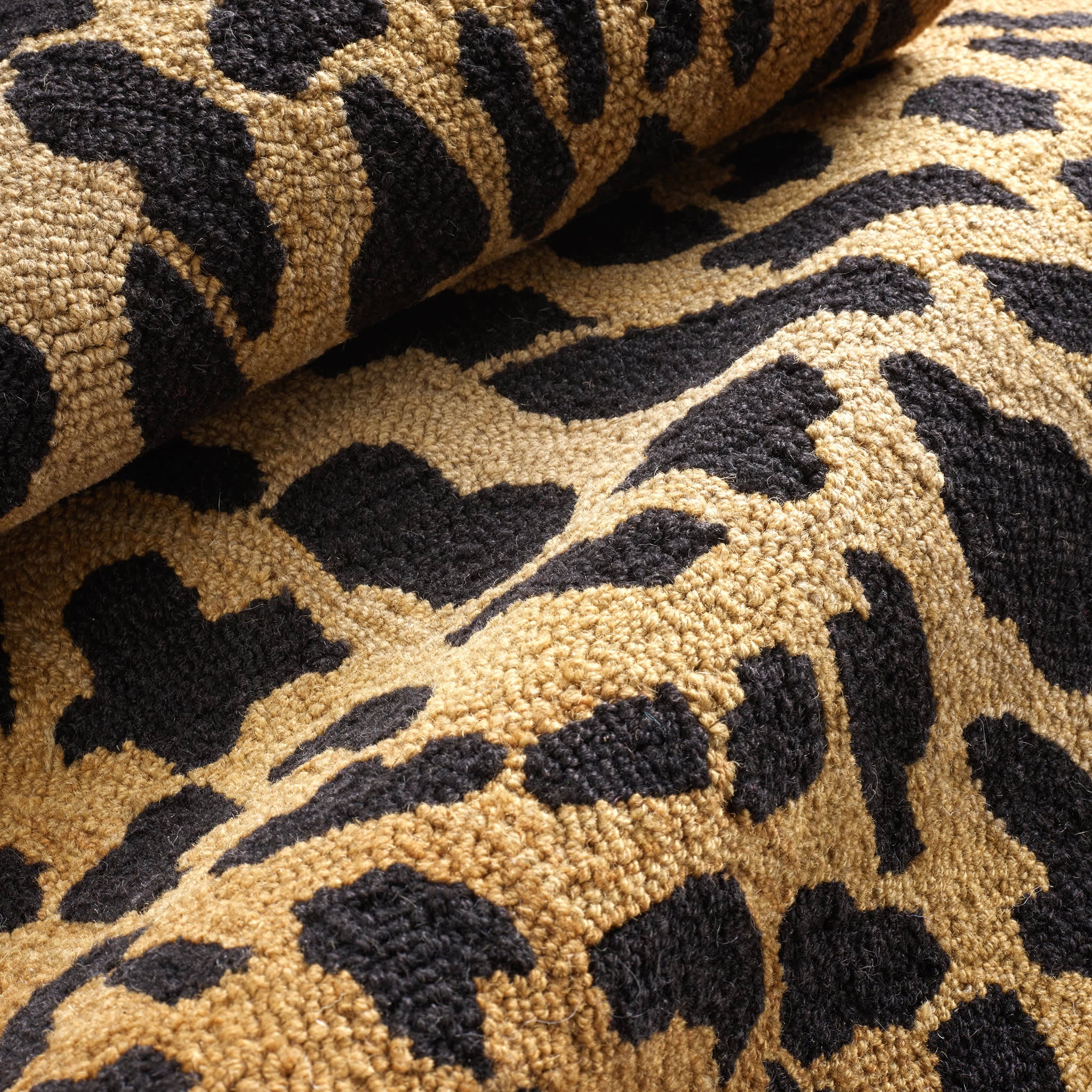Leopard Hand Micro Hooked Wool Rug | Brown - Image 6