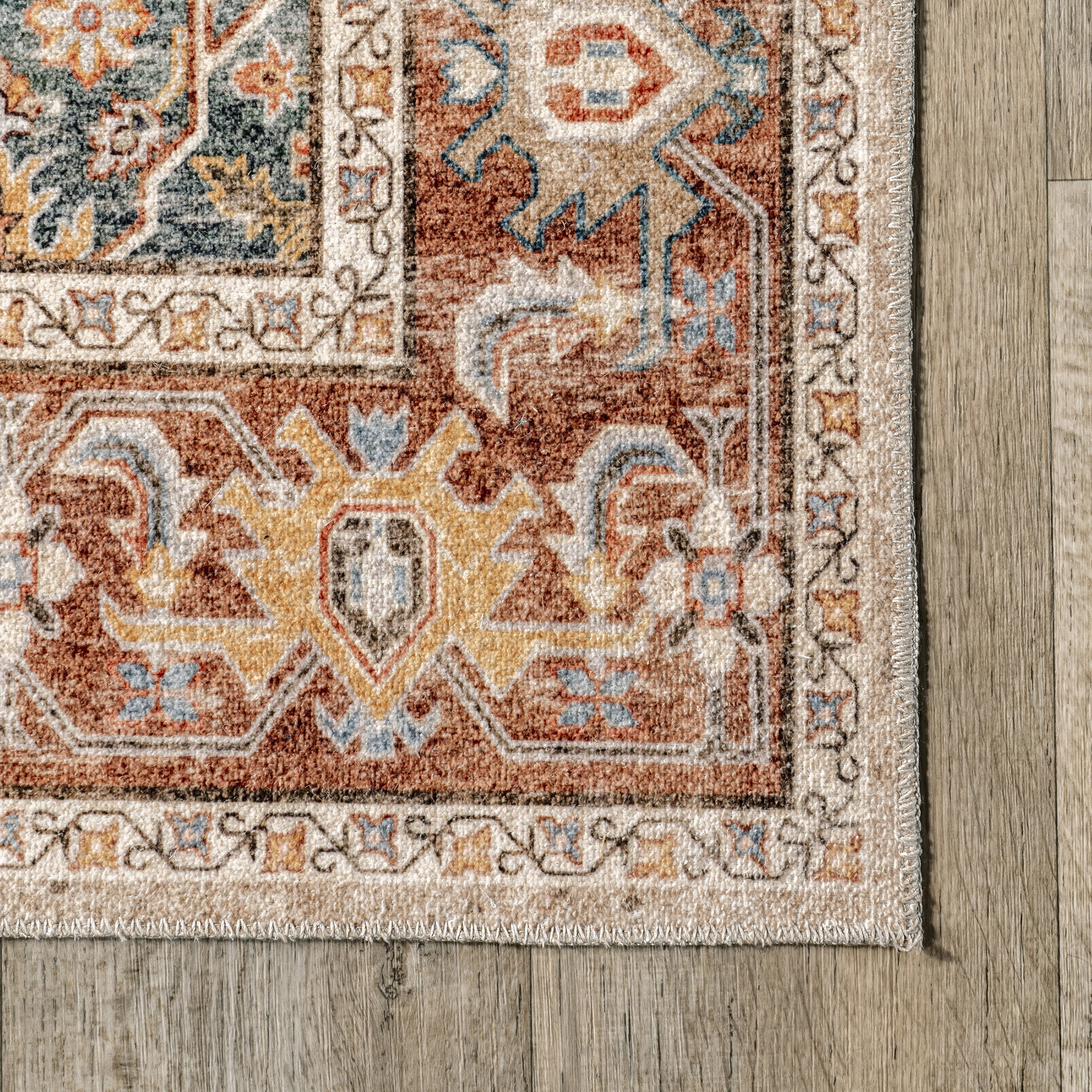 Lessia Washable Floral Rug | Rust - Image 3