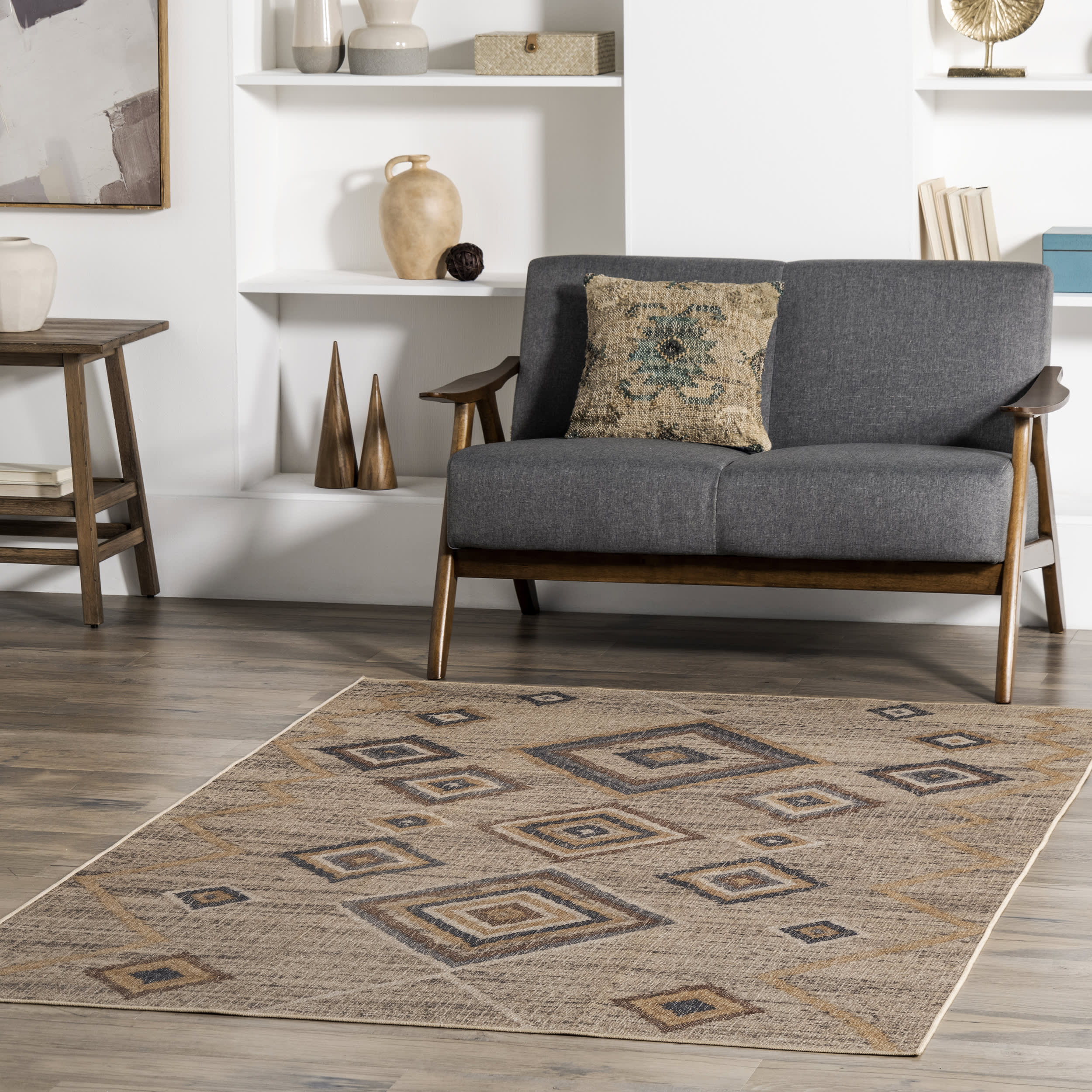 Leva Easy-Jute Washable Retro Rug | Natural - Image 2