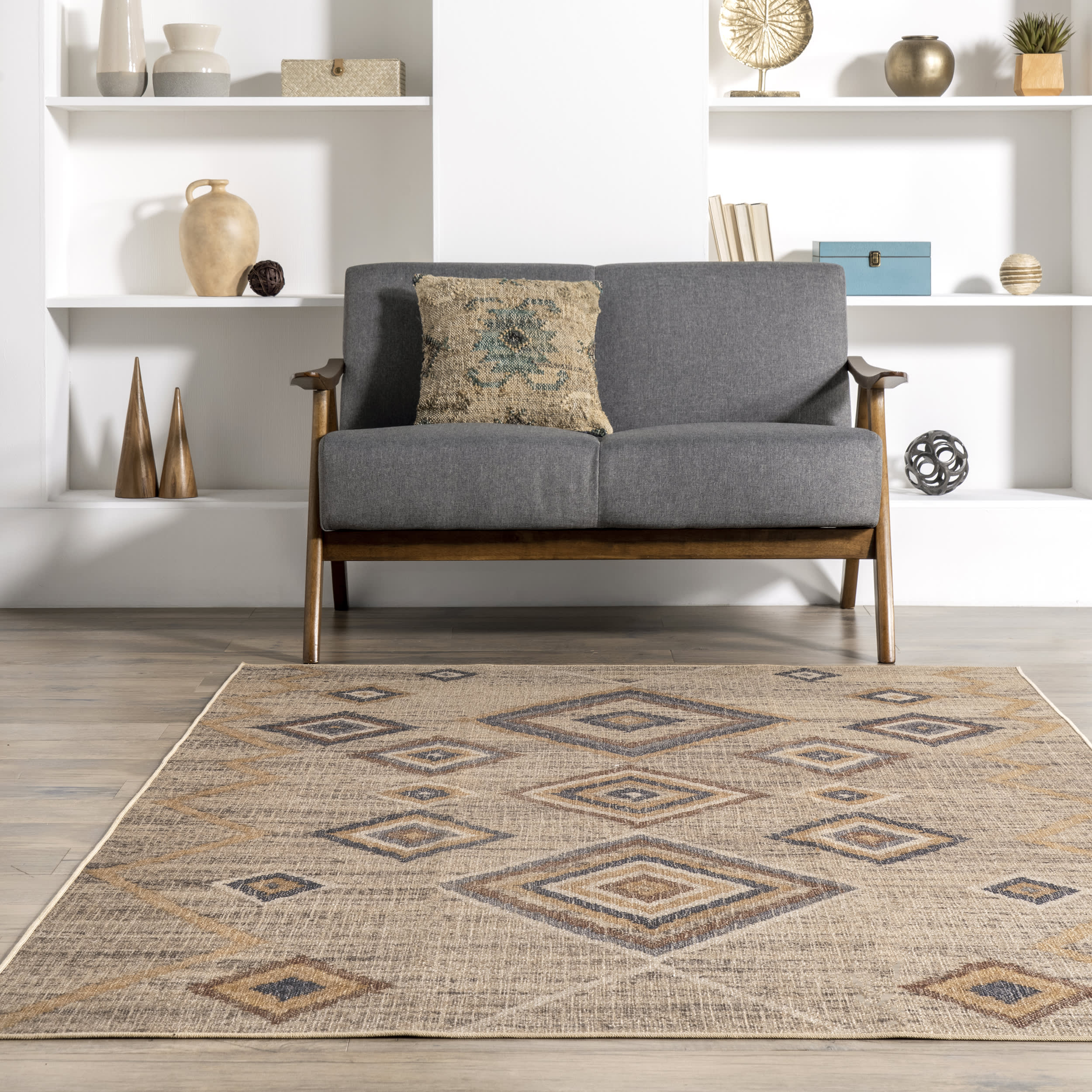 Leva Easy-Jute Washable Retro Rug | Natural - Image 4