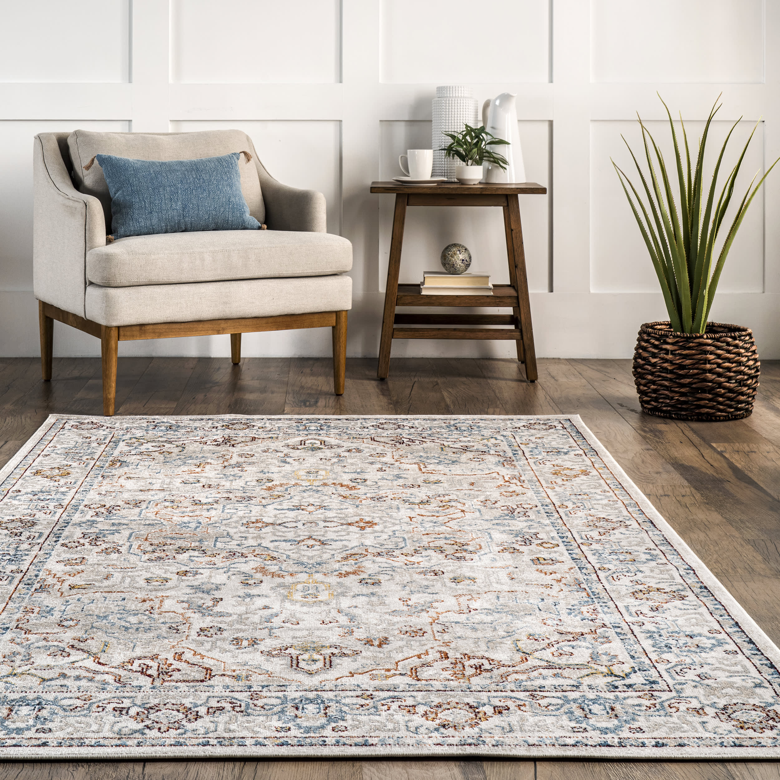 Lianna Washable Vines Rug | Beige - Image 4