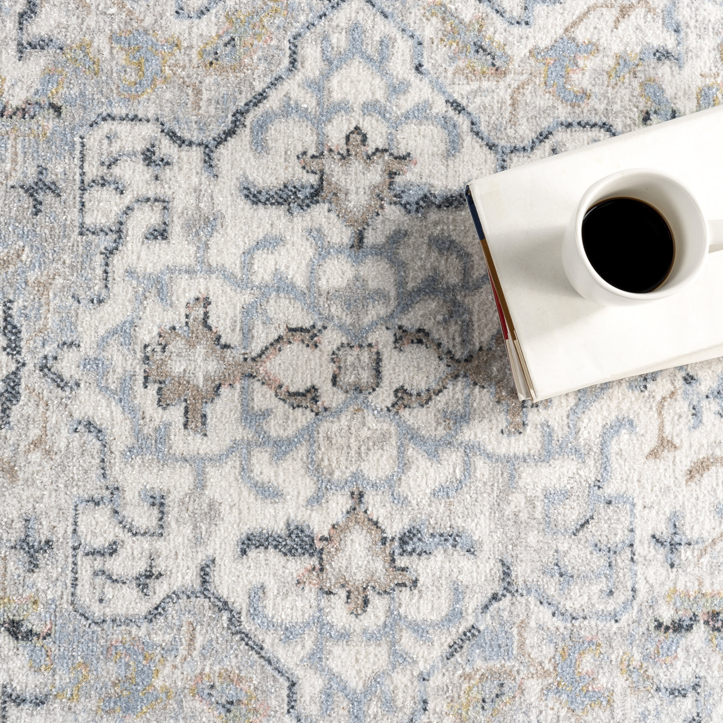 Lianna Washable Vines Rug | Blue - Image 8
