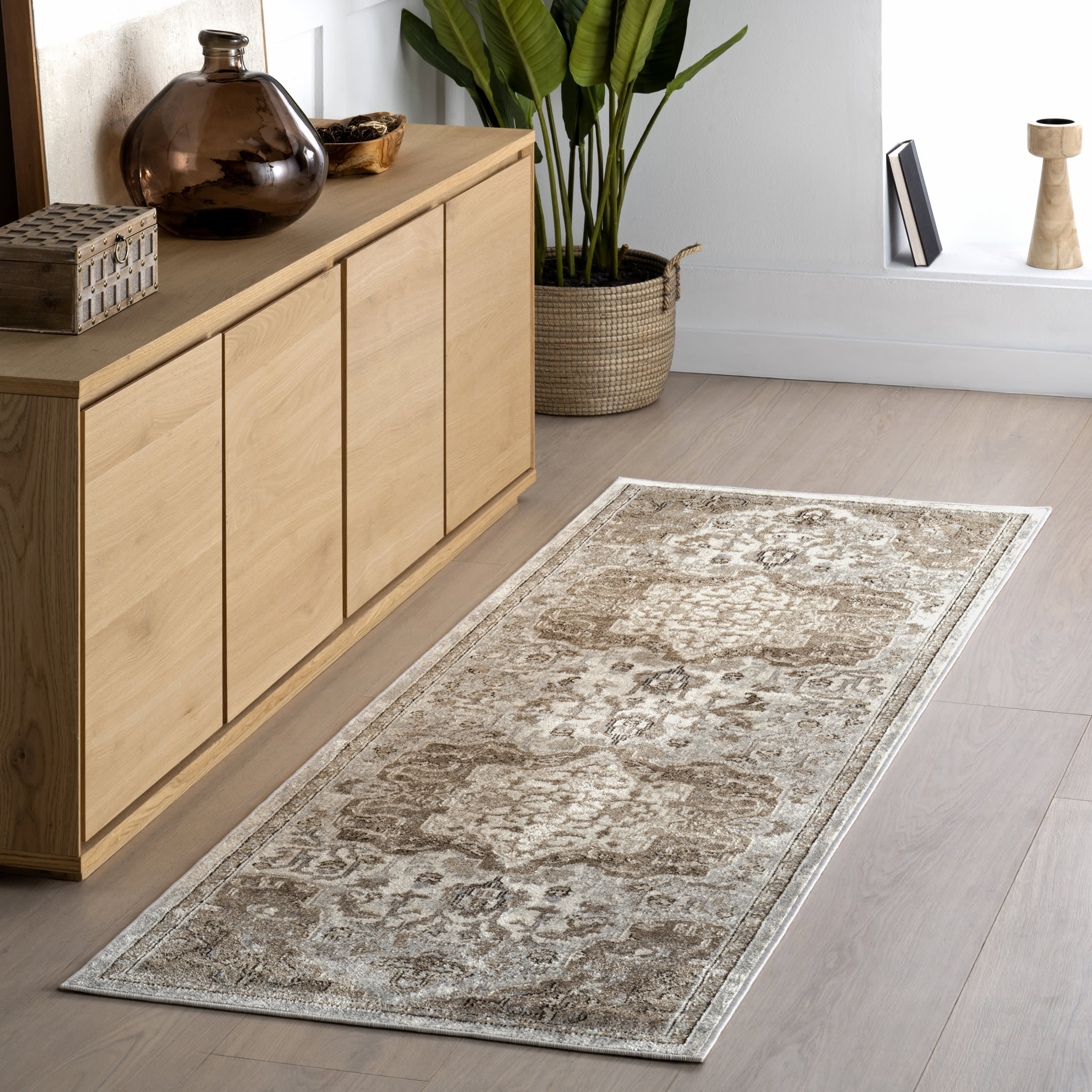 Lianna Washable Vines Rug | Light Brown - Image 2