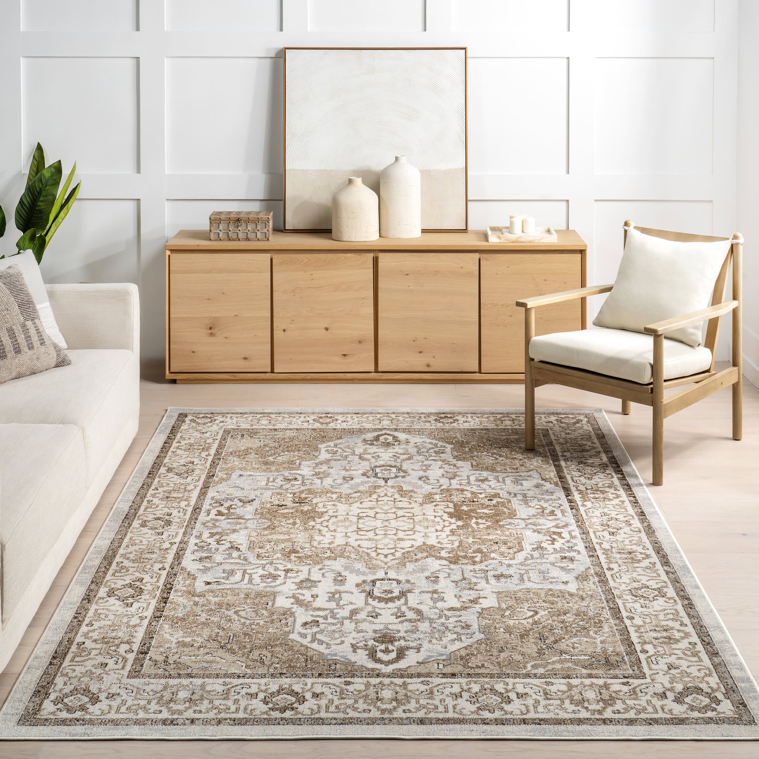 Lianna Washable Vines Rug | Light Brown - Image 5