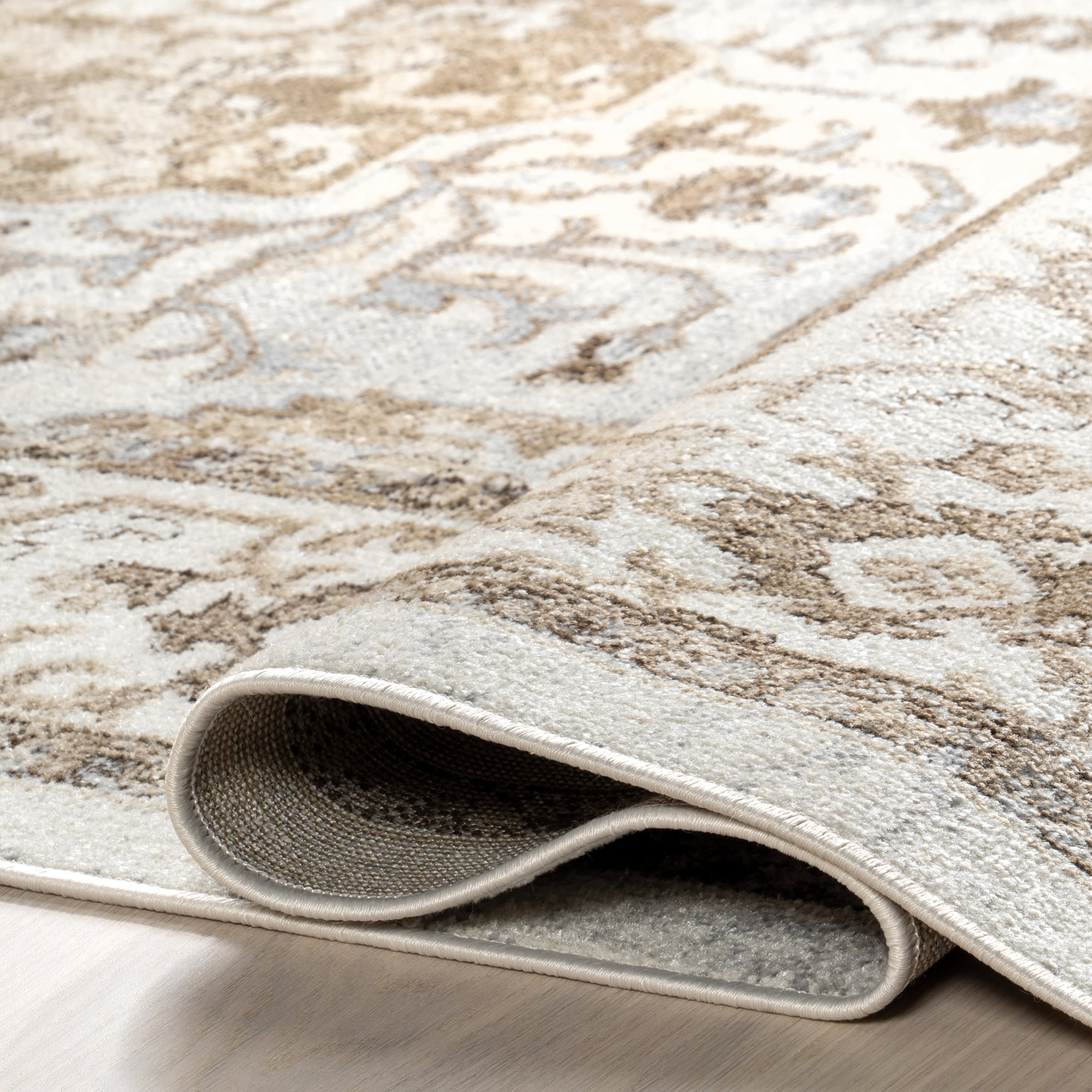 Lianna Washable Vines Rug | Light Brown - Image 9