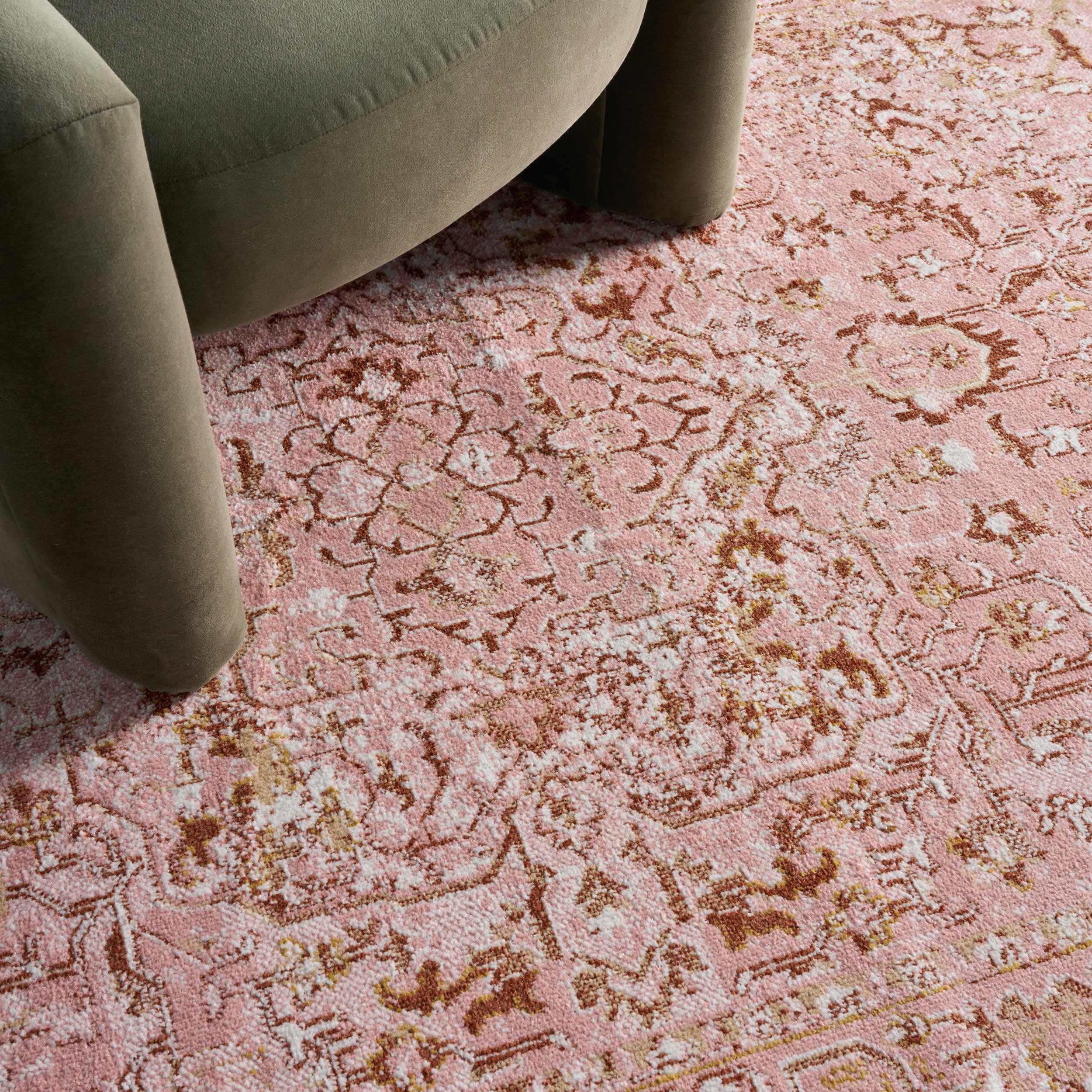 Lianna Washable Vines Rug | Pink - Image 5