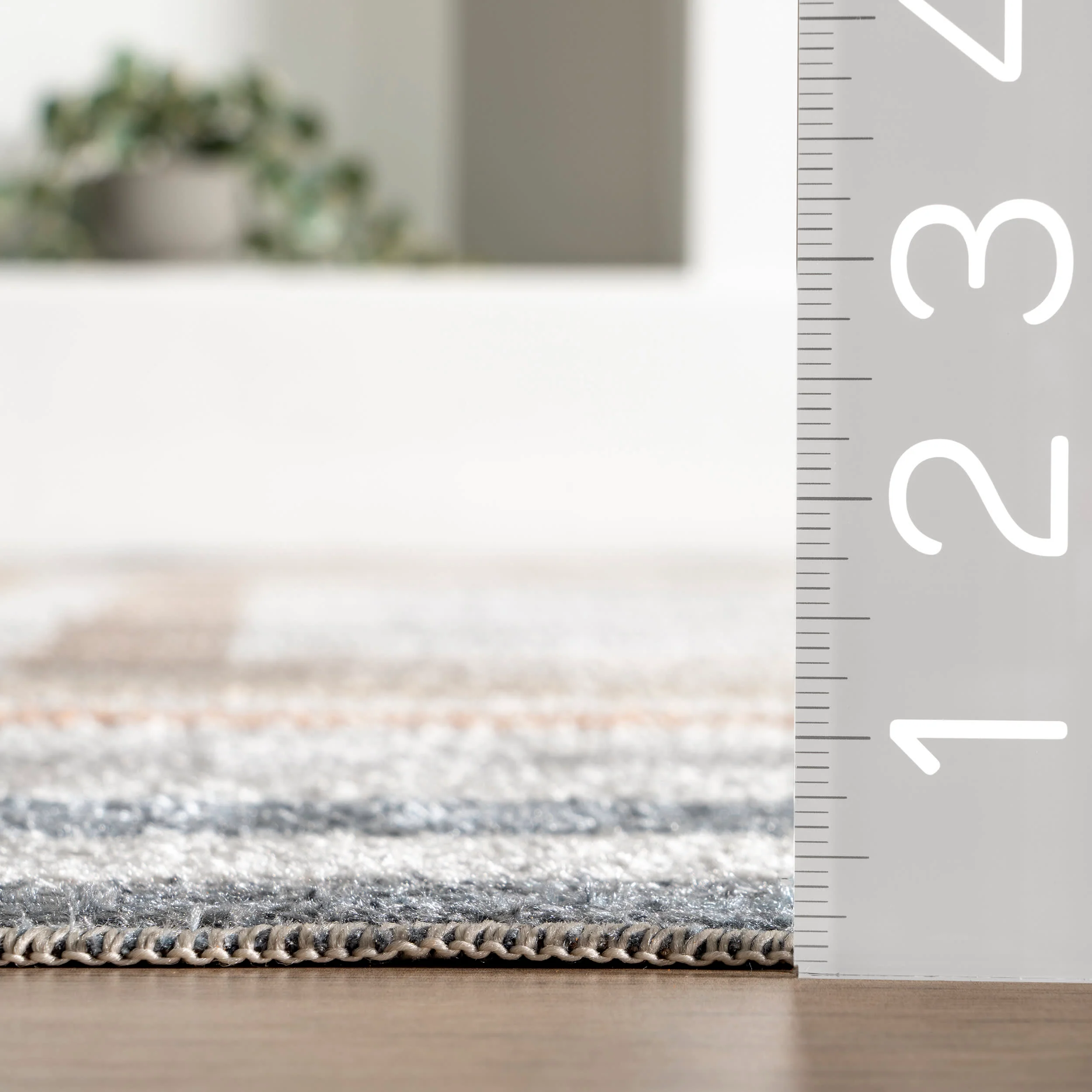 Lilac Striped Bordered Washable Rug | Multicolor - Image 5