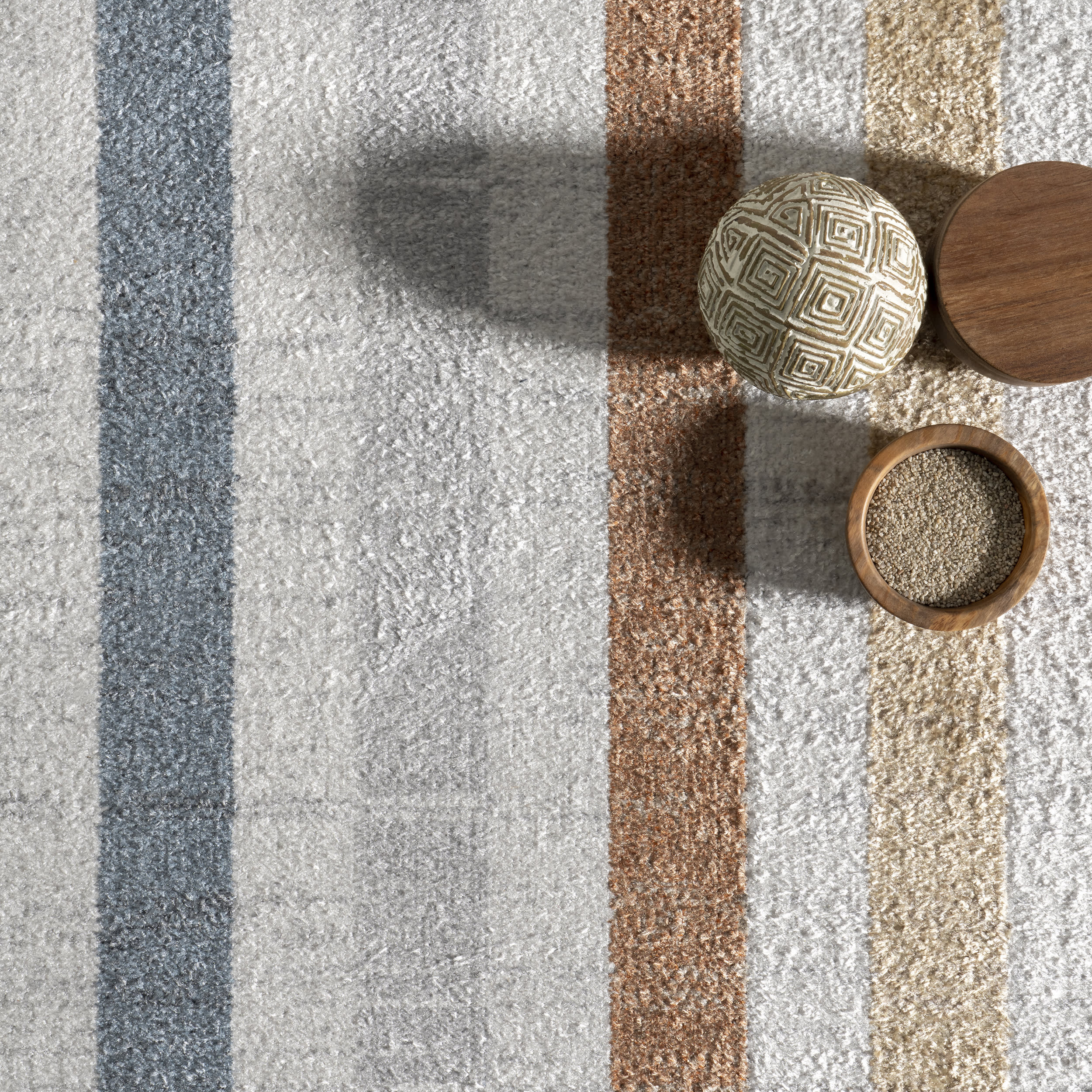 Lilac Striped Bordered Washable Rug | Multicolor - Image 7