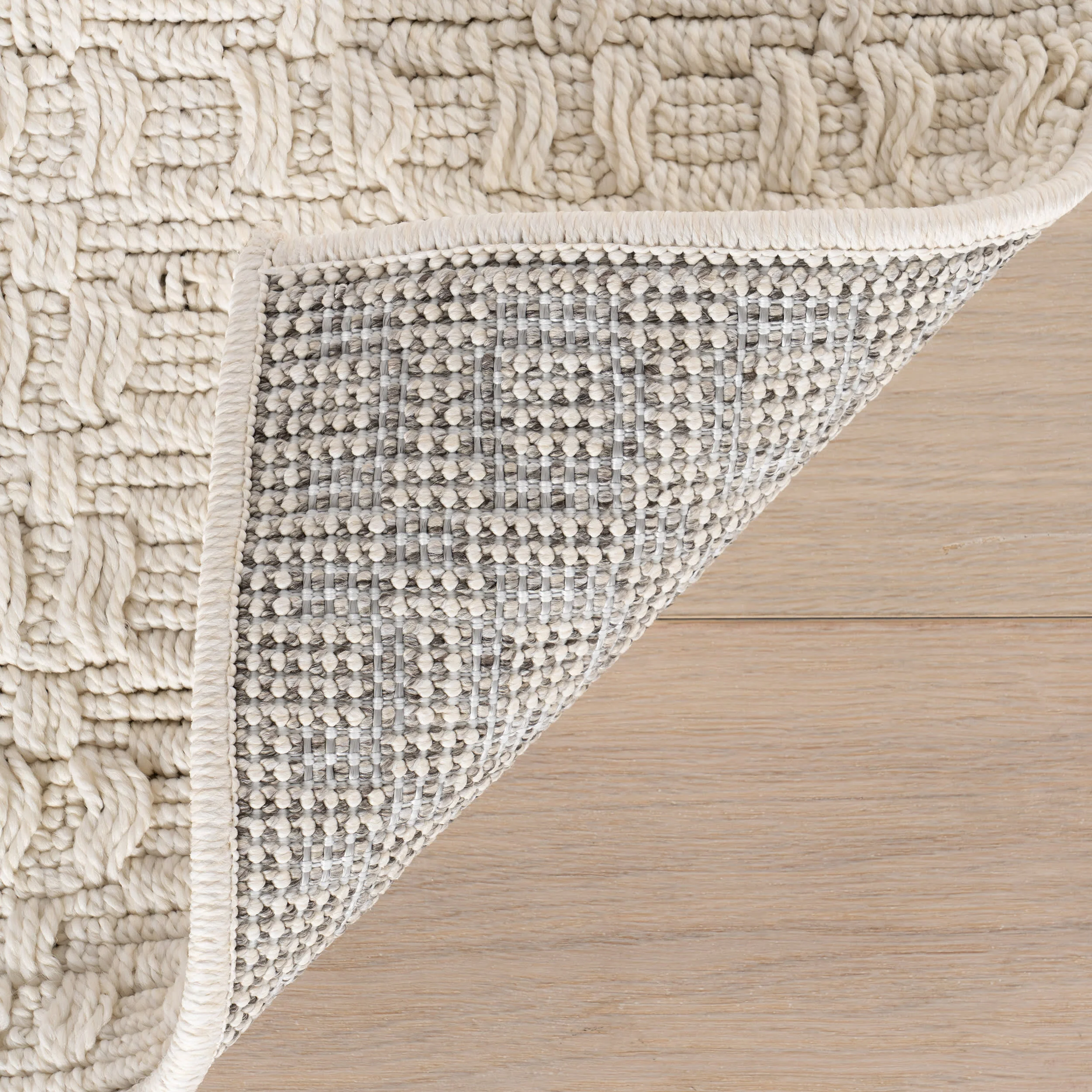Lilian Textured Squares Indoor/Outdoor Rug | Cream - Image 5