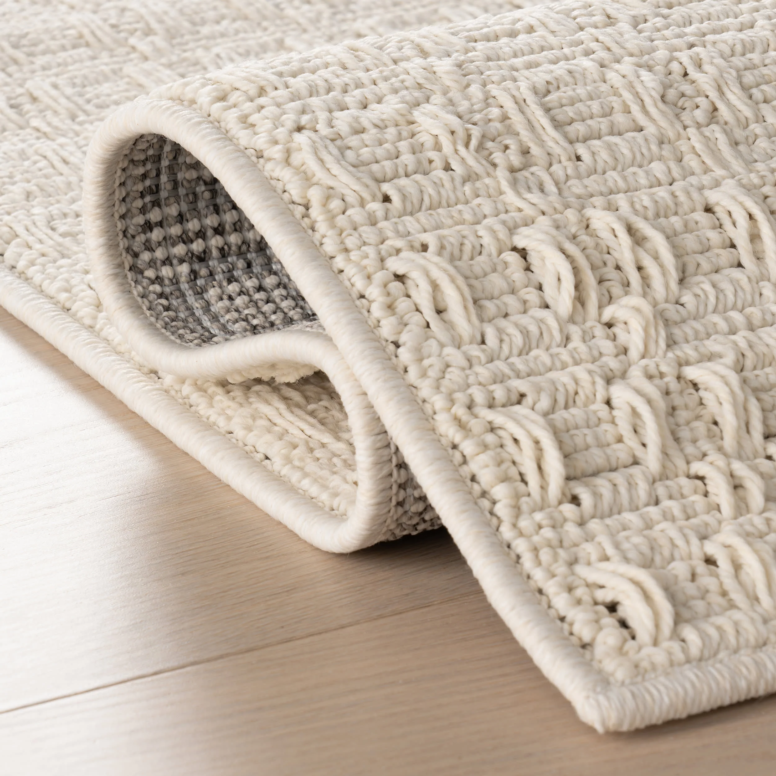 Lilian Textured Squares Indoor/Outdoor Rug | Cream - Image 6