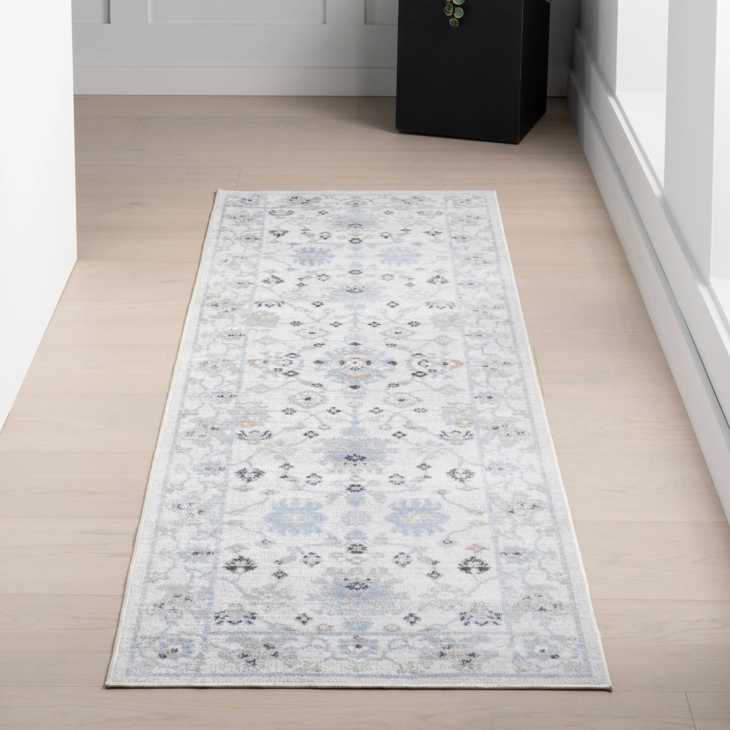 Lilliana Floral Medallion Washable Rug | Light Blue - Image 2