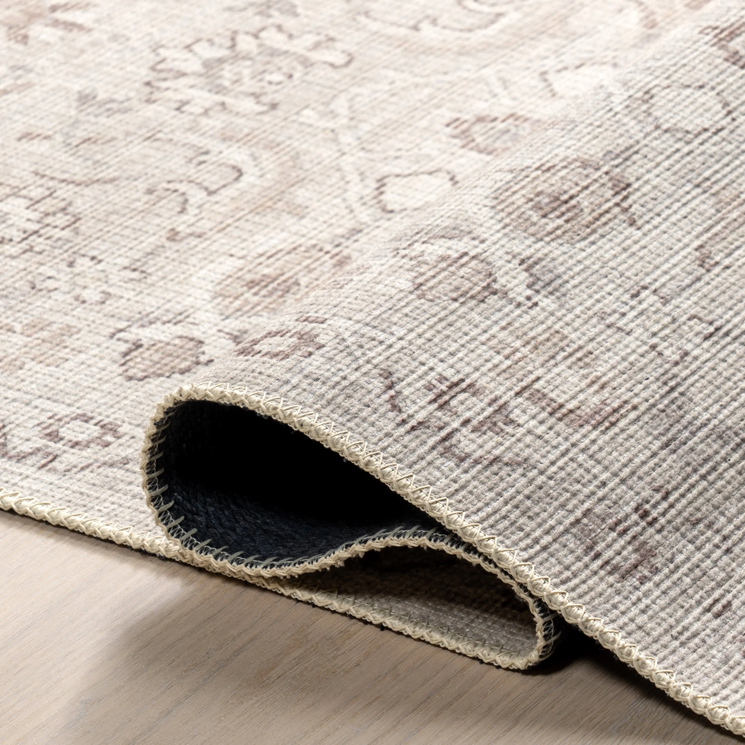 Lillie Classic Floral Washable Rug | Cream - Image 9
