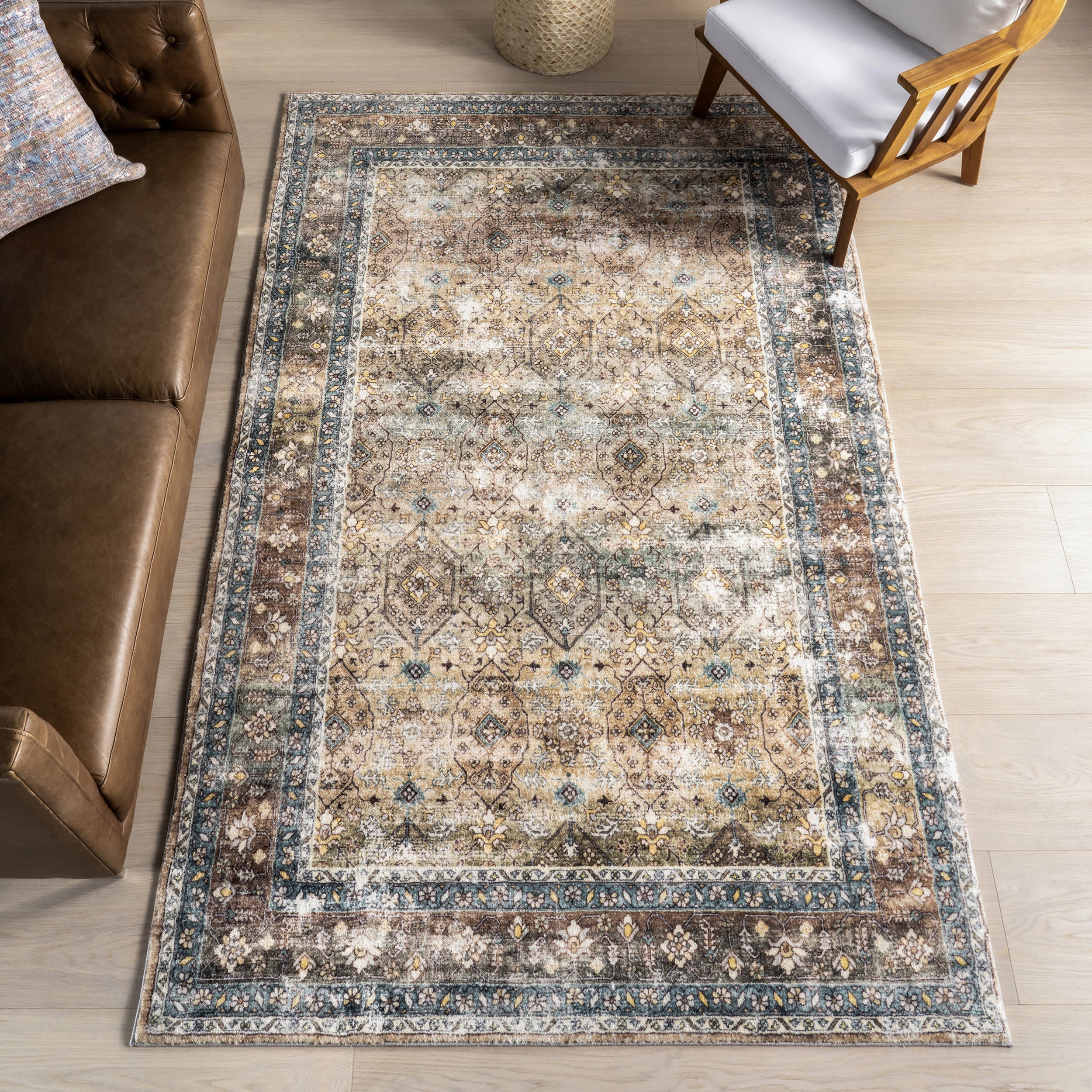 Lilou Medallion Washable Rug | Brown - Image 2