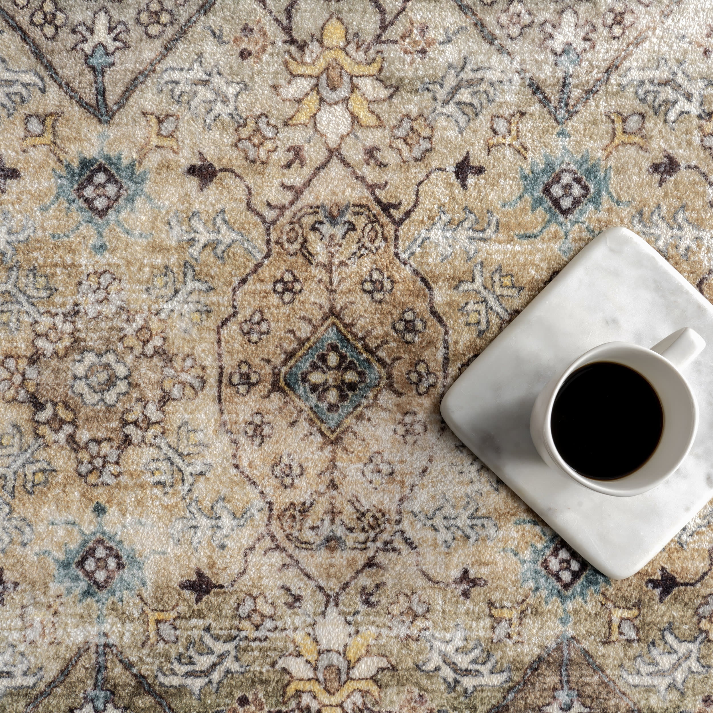 Lilou Medallion Washable Rug | Brown - Image 8