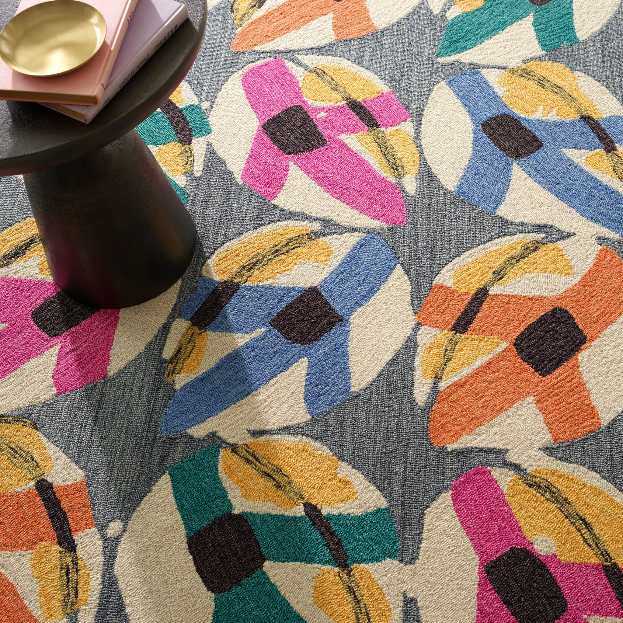 Lily Pad Hand Micro Hooked Wool Rug | Autumn - Image 3