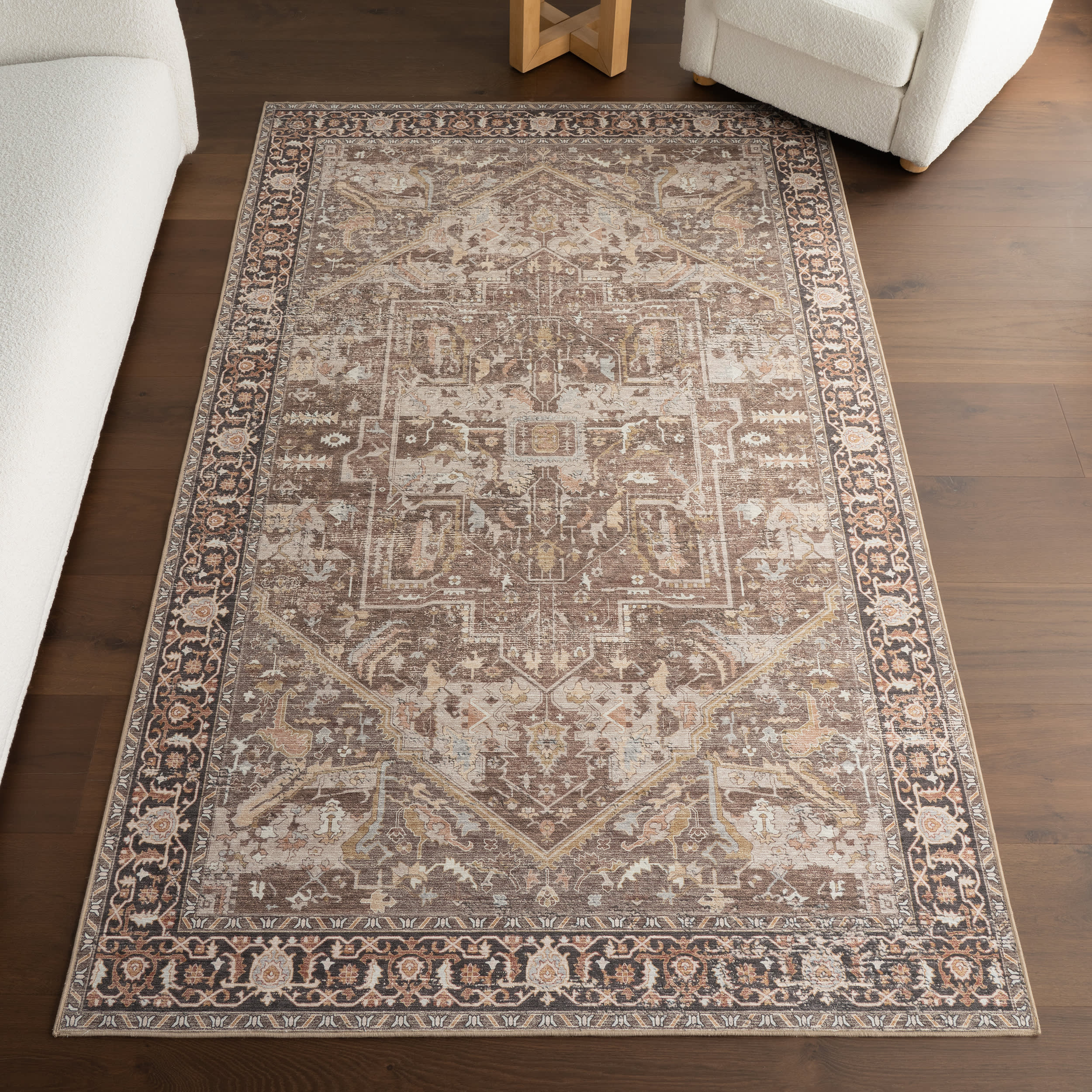 Lilyana Spill Proof Washable Rug | Dark Brown - Image 2