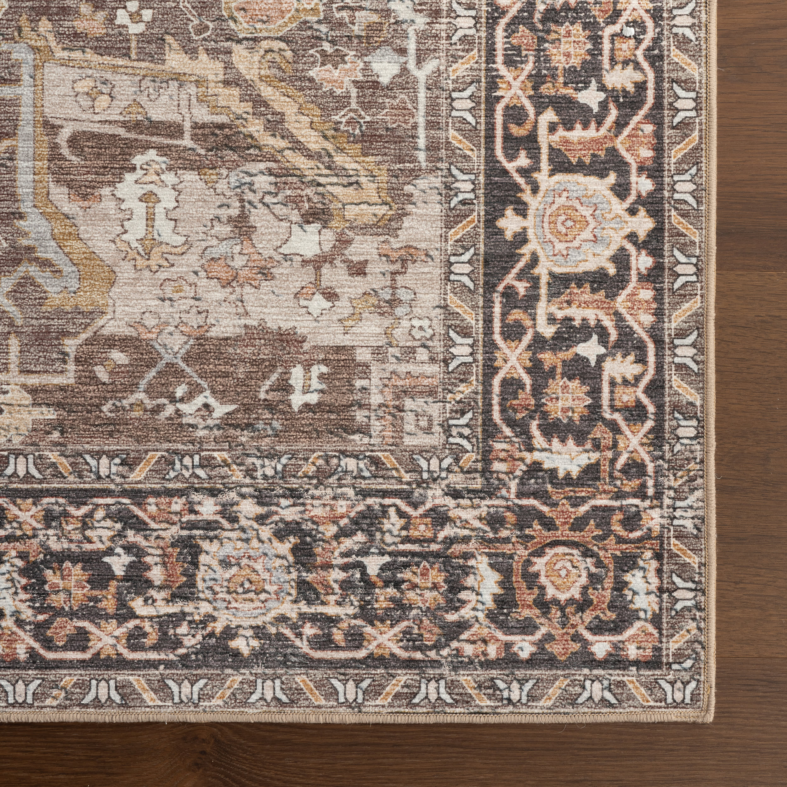 Lilyana Spill Proof Washable Rug | Dark Brown - Image 4