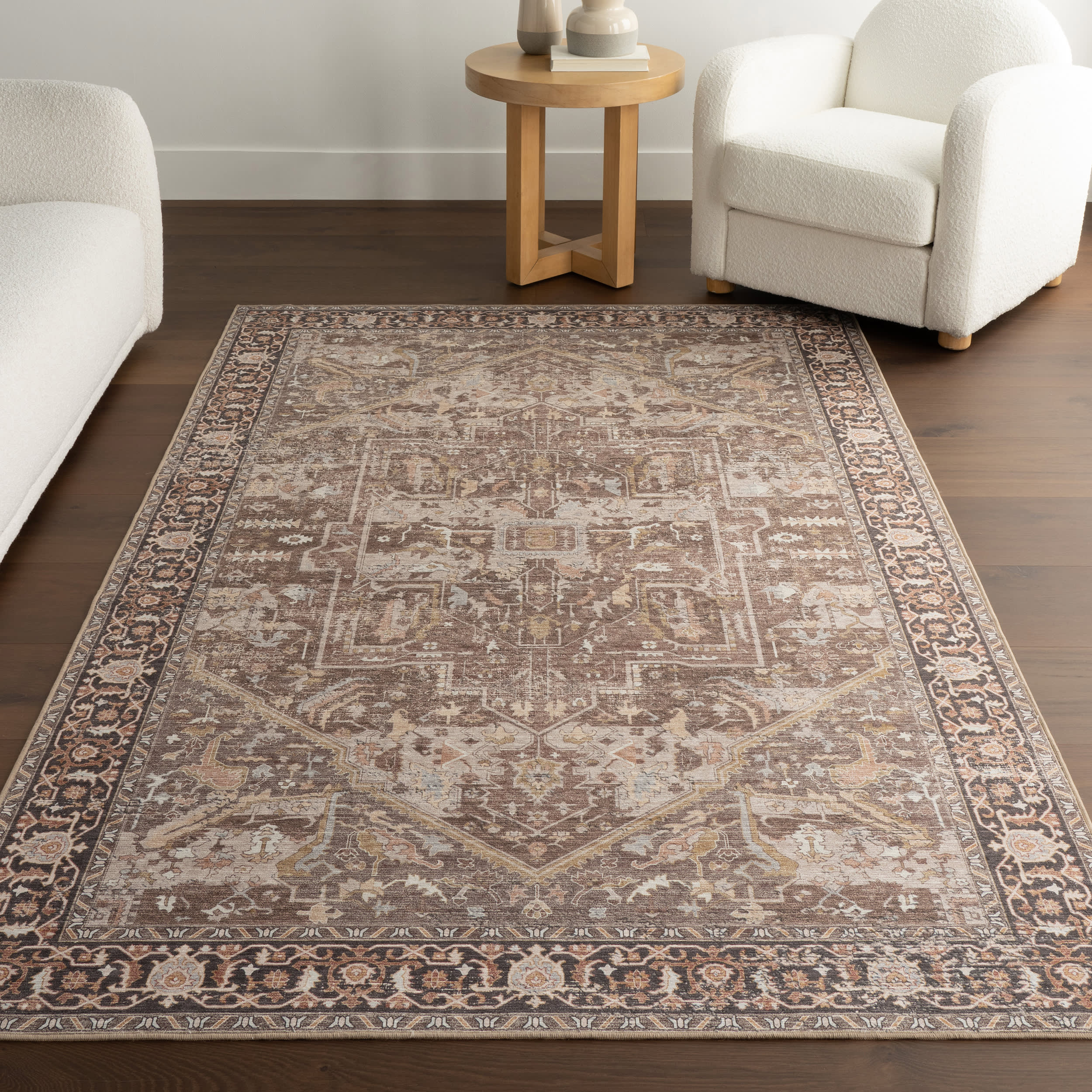 Lilyana Spill Proof Washable Rug | Dark Brown - Image 5