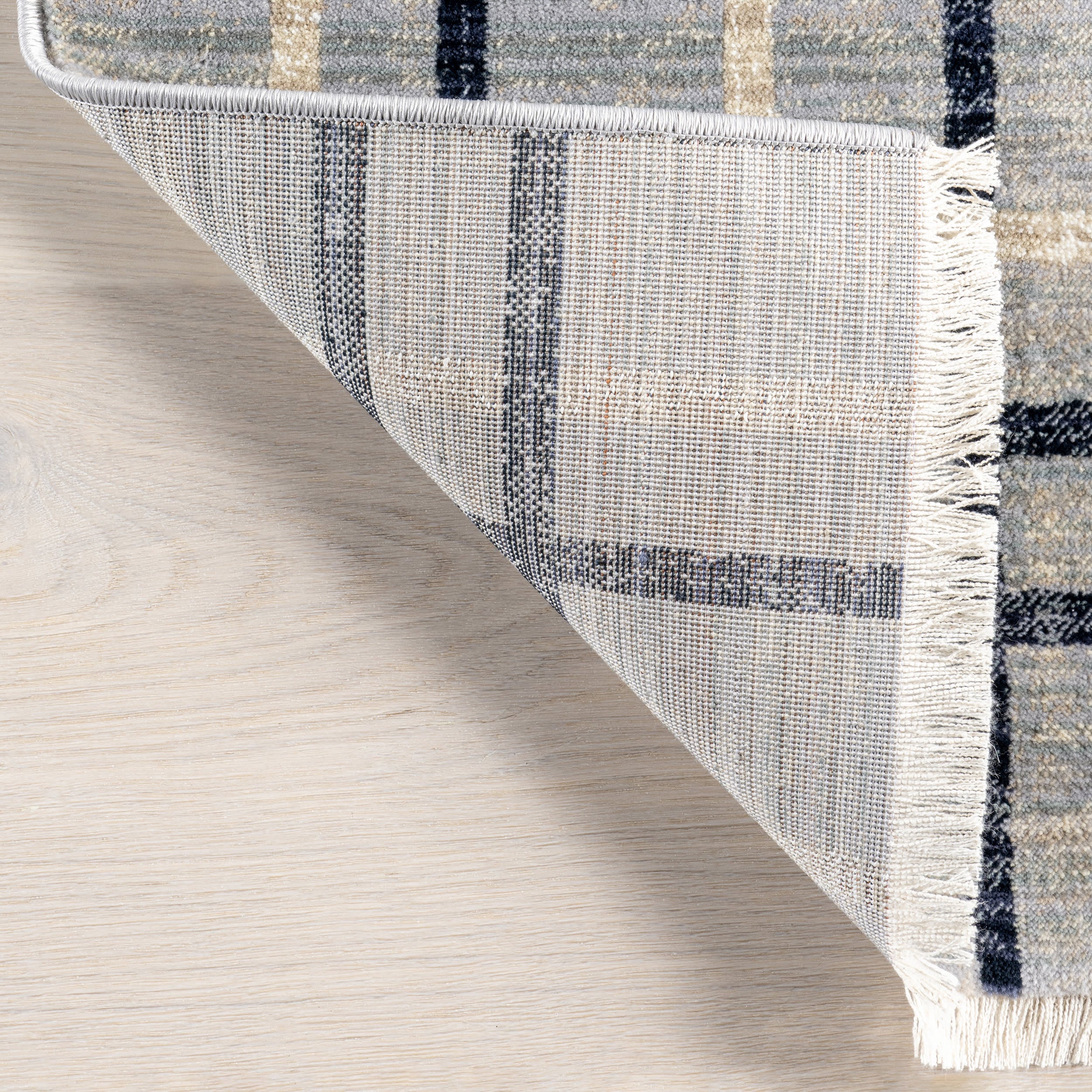 Lina Plaid Fringed Rug | Blue - Image 7