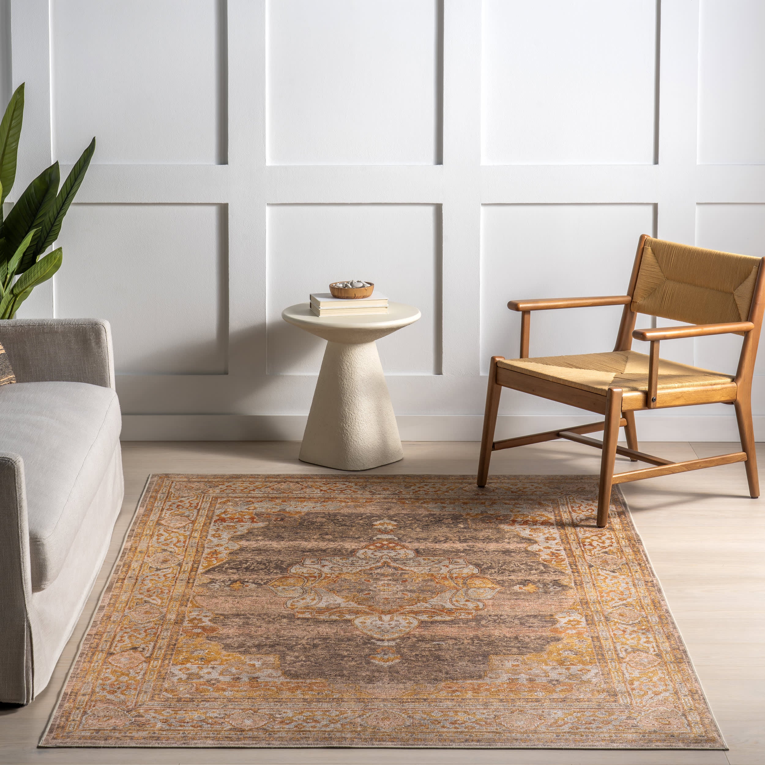 Lincoln Medallion Washable Rug | Mustard - Image 5