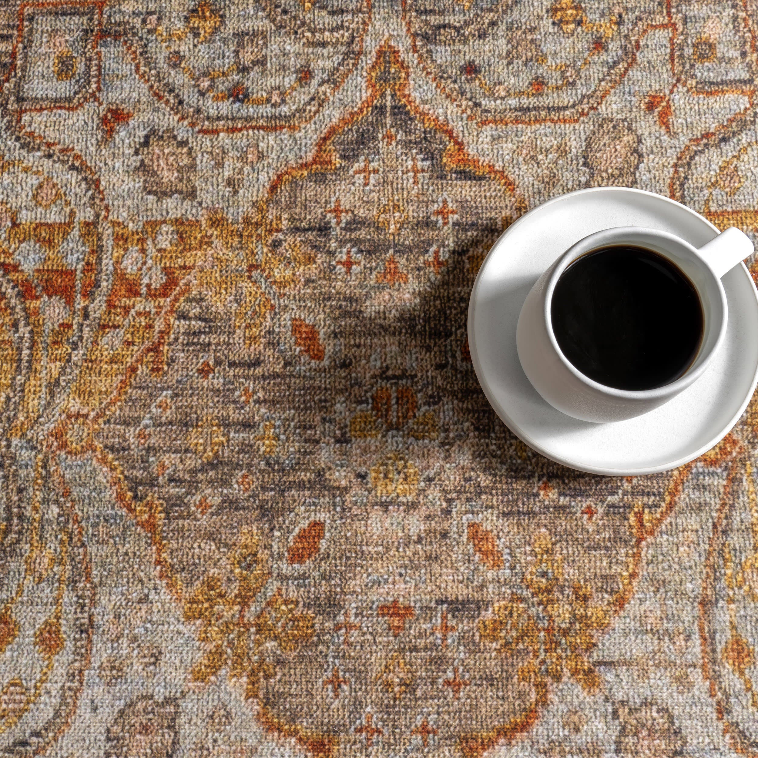 Lincoln Medallion Washable Rug | Mustard - Image 8