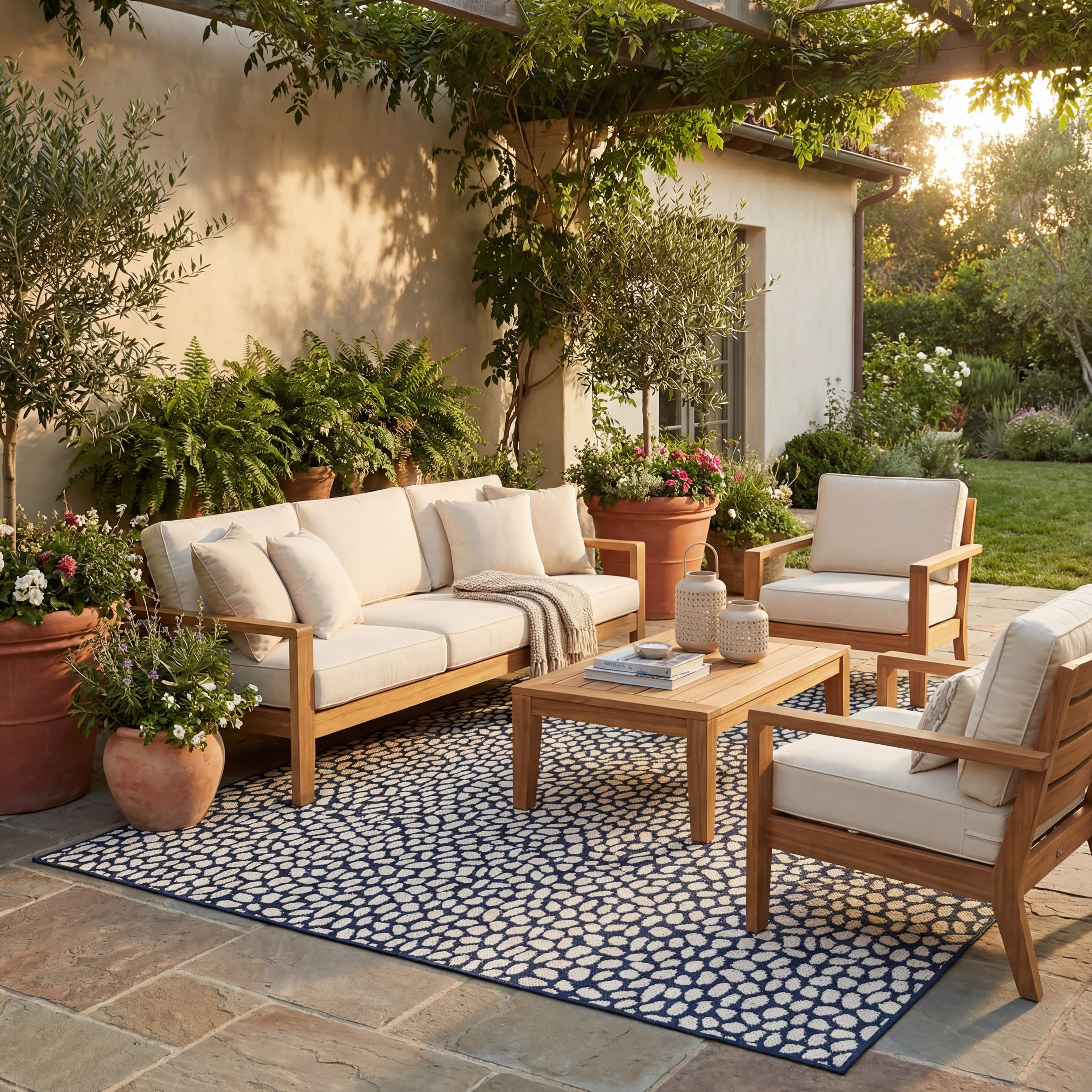 Lindra Modern Animal Print Indoor/Outdoor Rug | Navy - Image 2