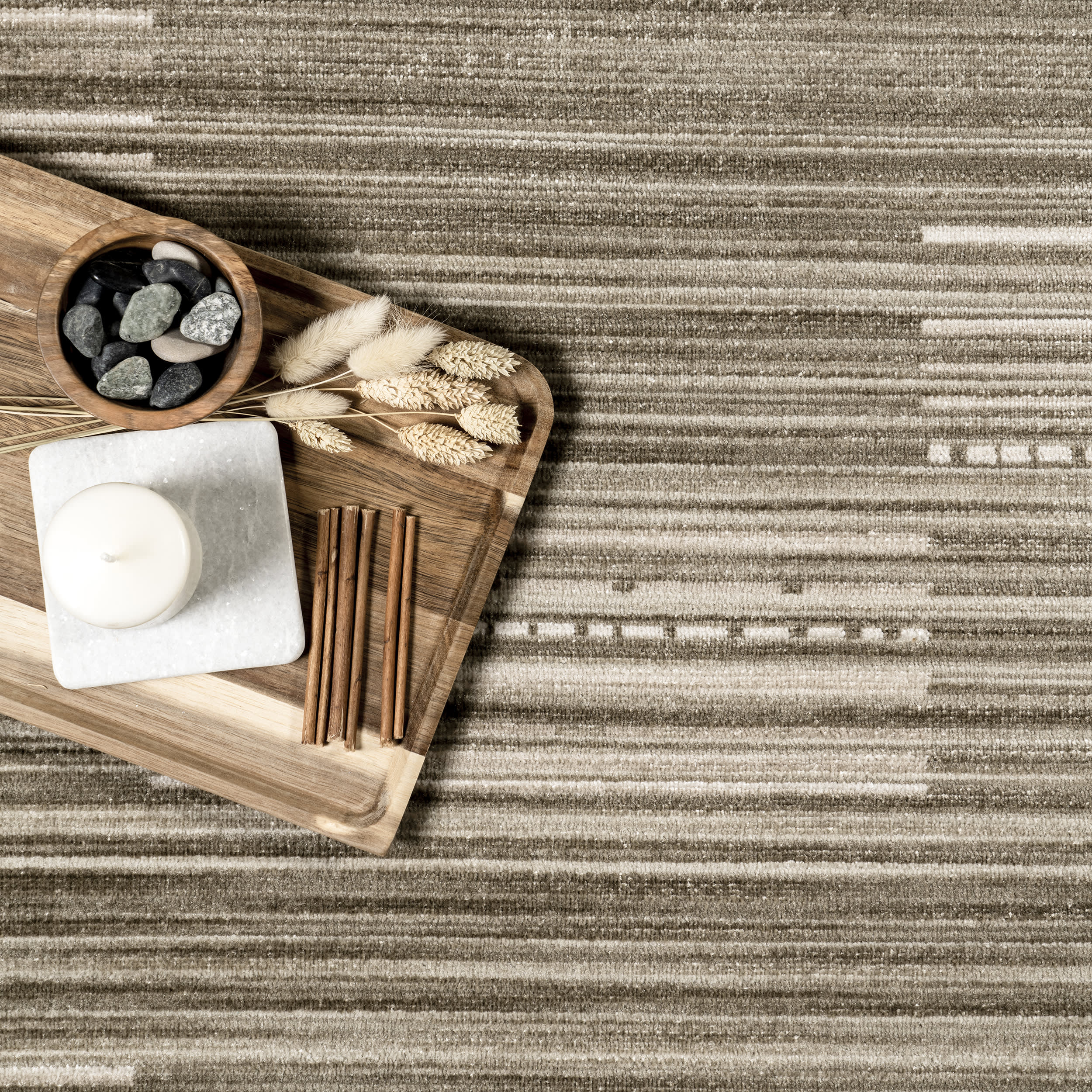 Lindy Striped Washable Indoor/Outdoor Rug | Beige - Image 7