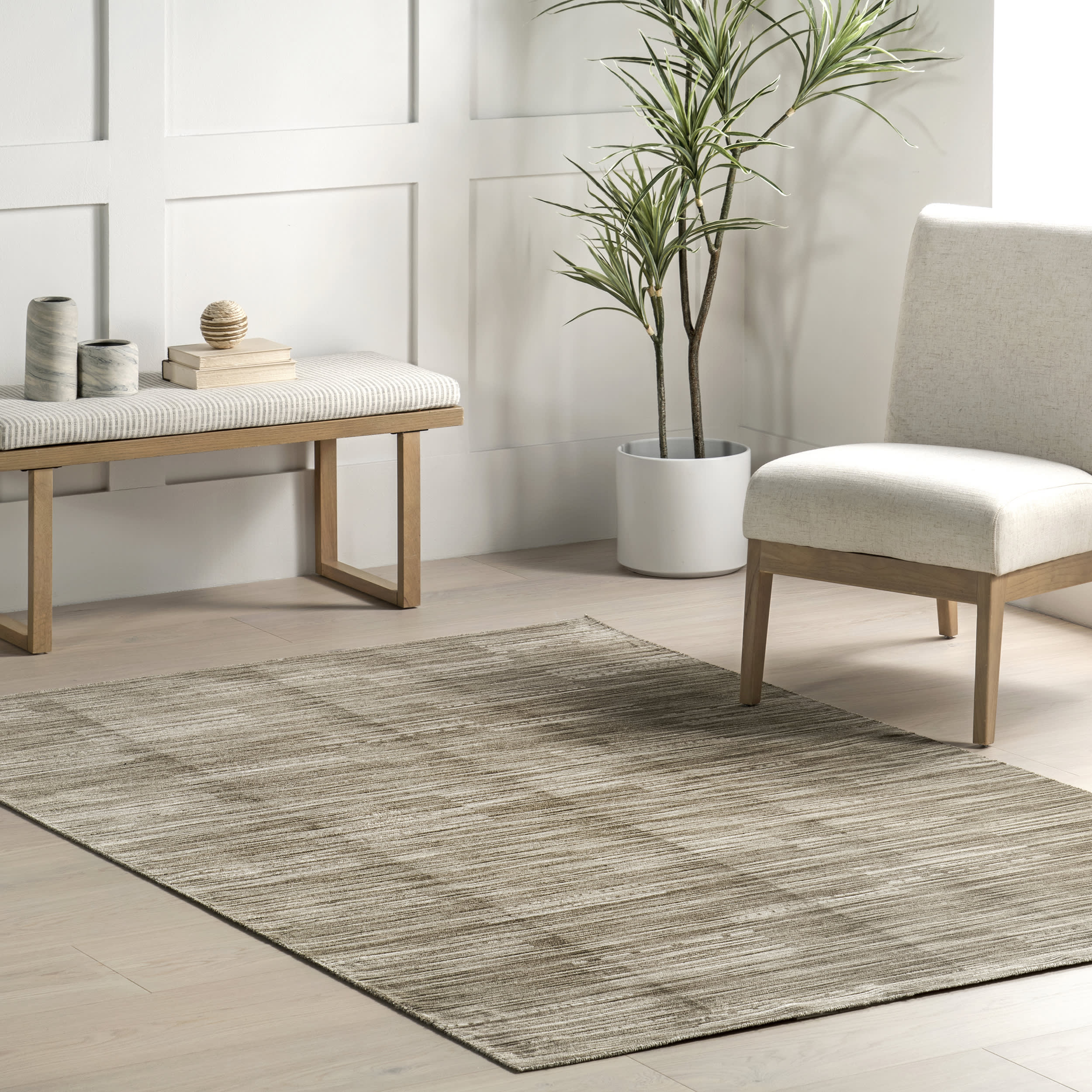 Lindy Striped Washable Indoor/Outdoor Rug | Beige - Image 8