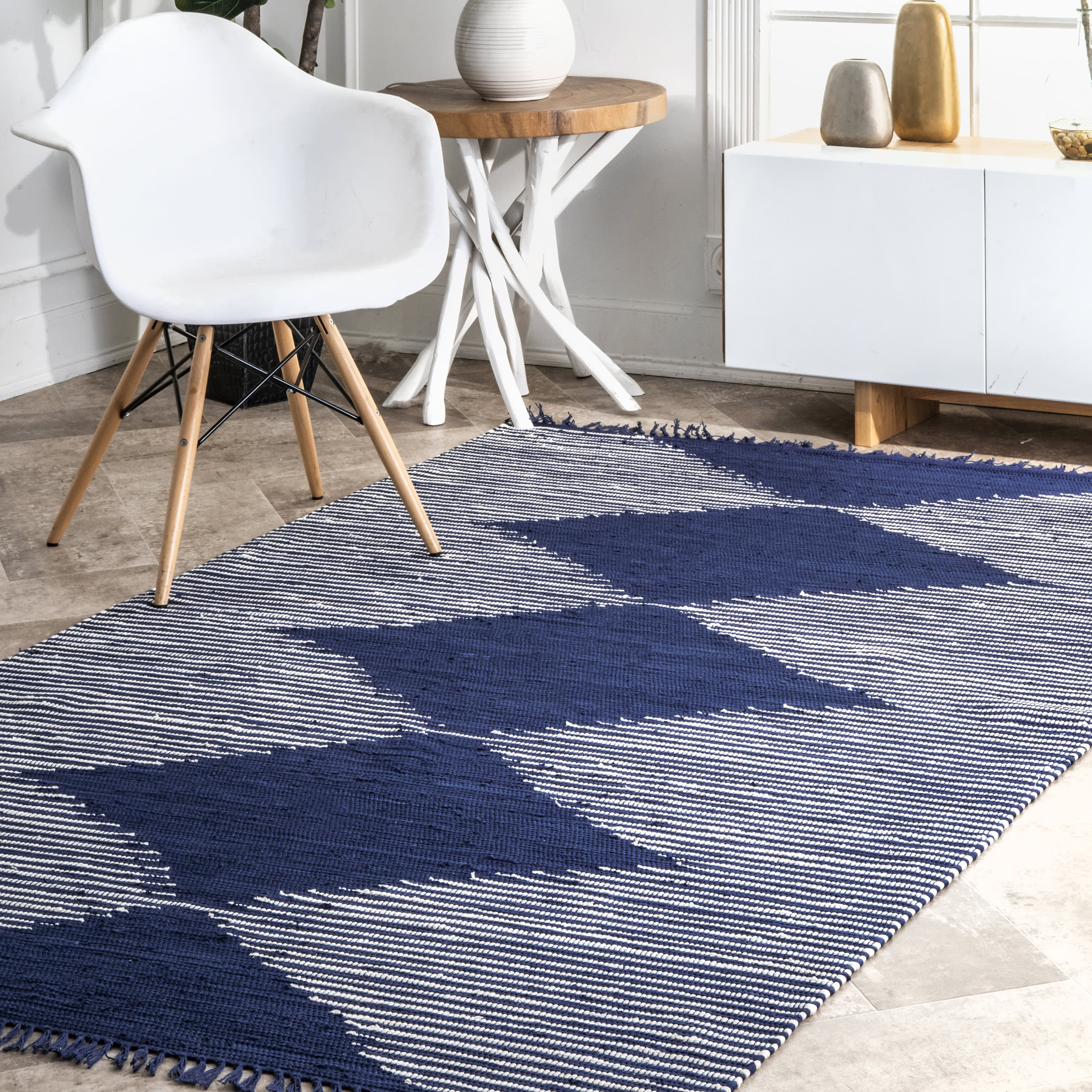 Lined Diamonds Rug | Blue - Image 2