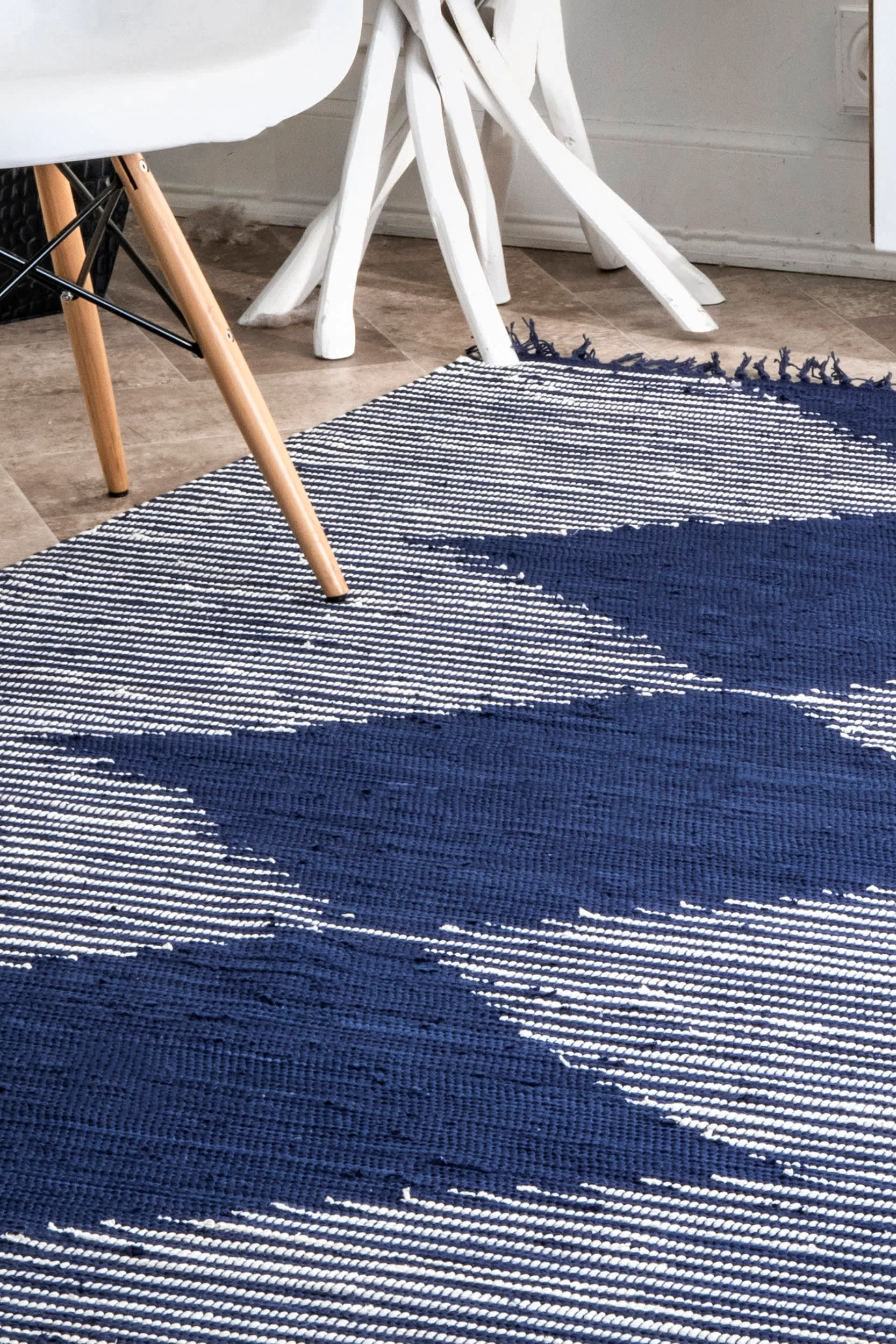 Lined Diamonds Rug | Blue - Image 4