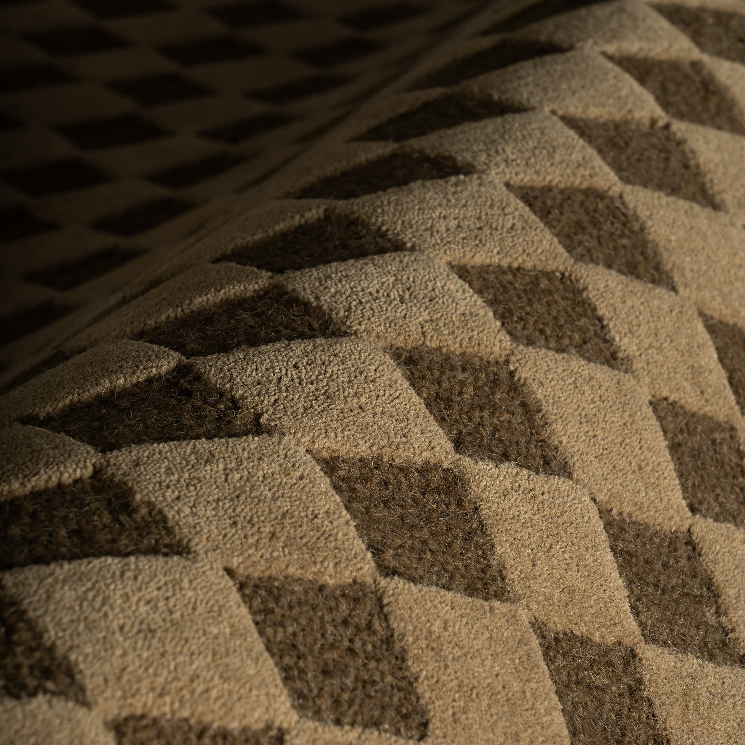 Linthea Modern Checkered Handmade Wool Rug | Brown - Image 6