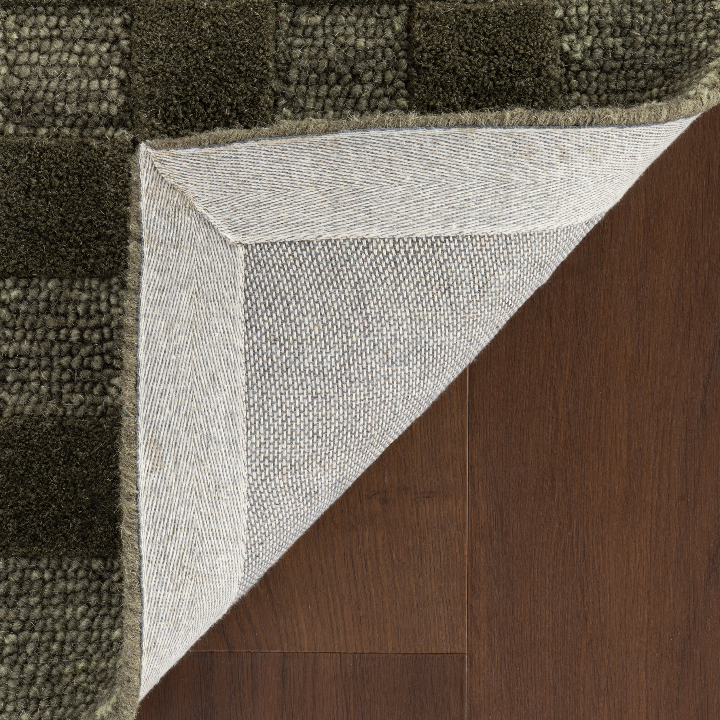 Linthea Modern Checkered Handmade Wool Rug | Green - Image 8