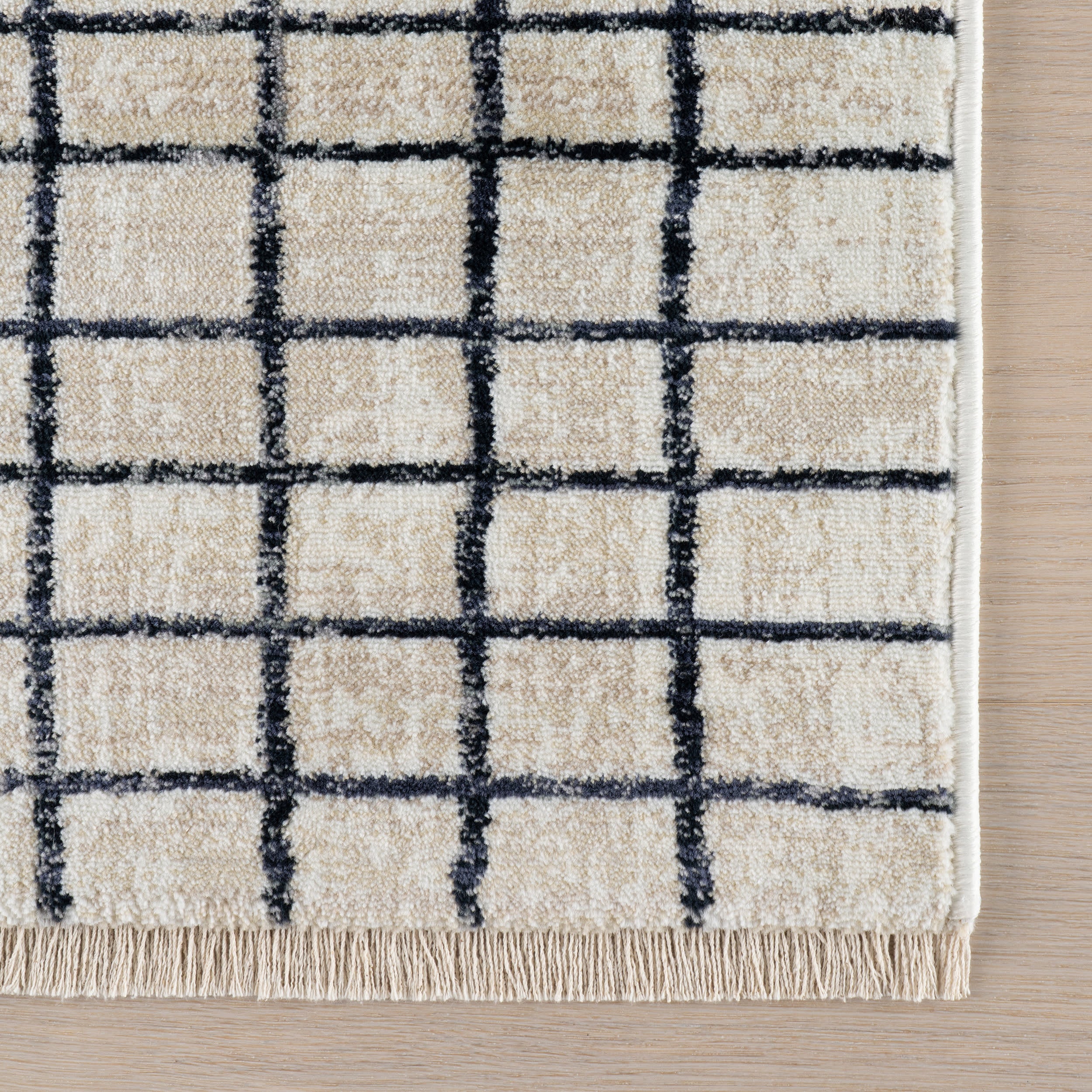 Lizenna Modern Checkered Rug | Beige - Image 4