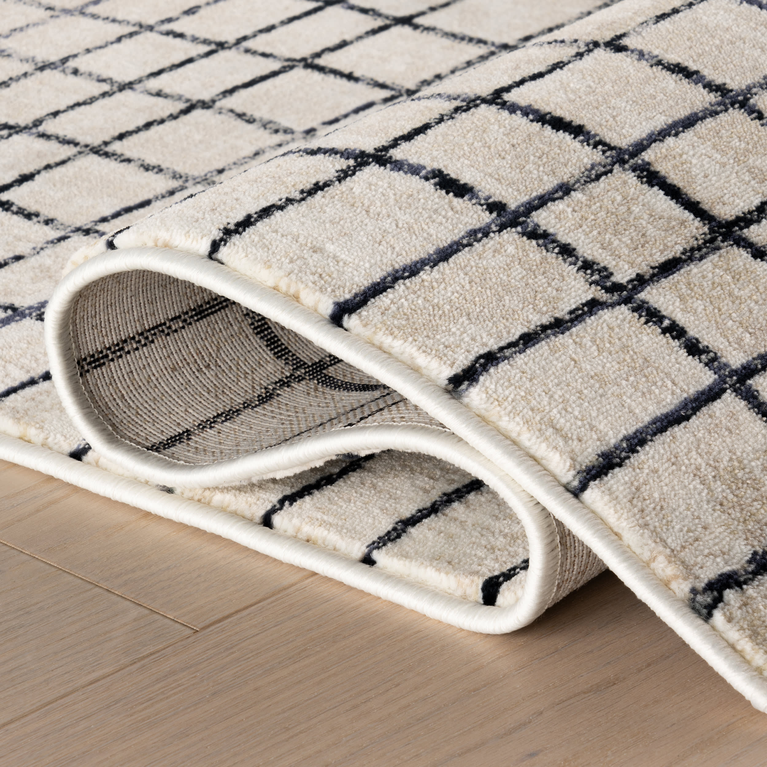Lizenna Modern Checkered Rug | Beige - Image 7