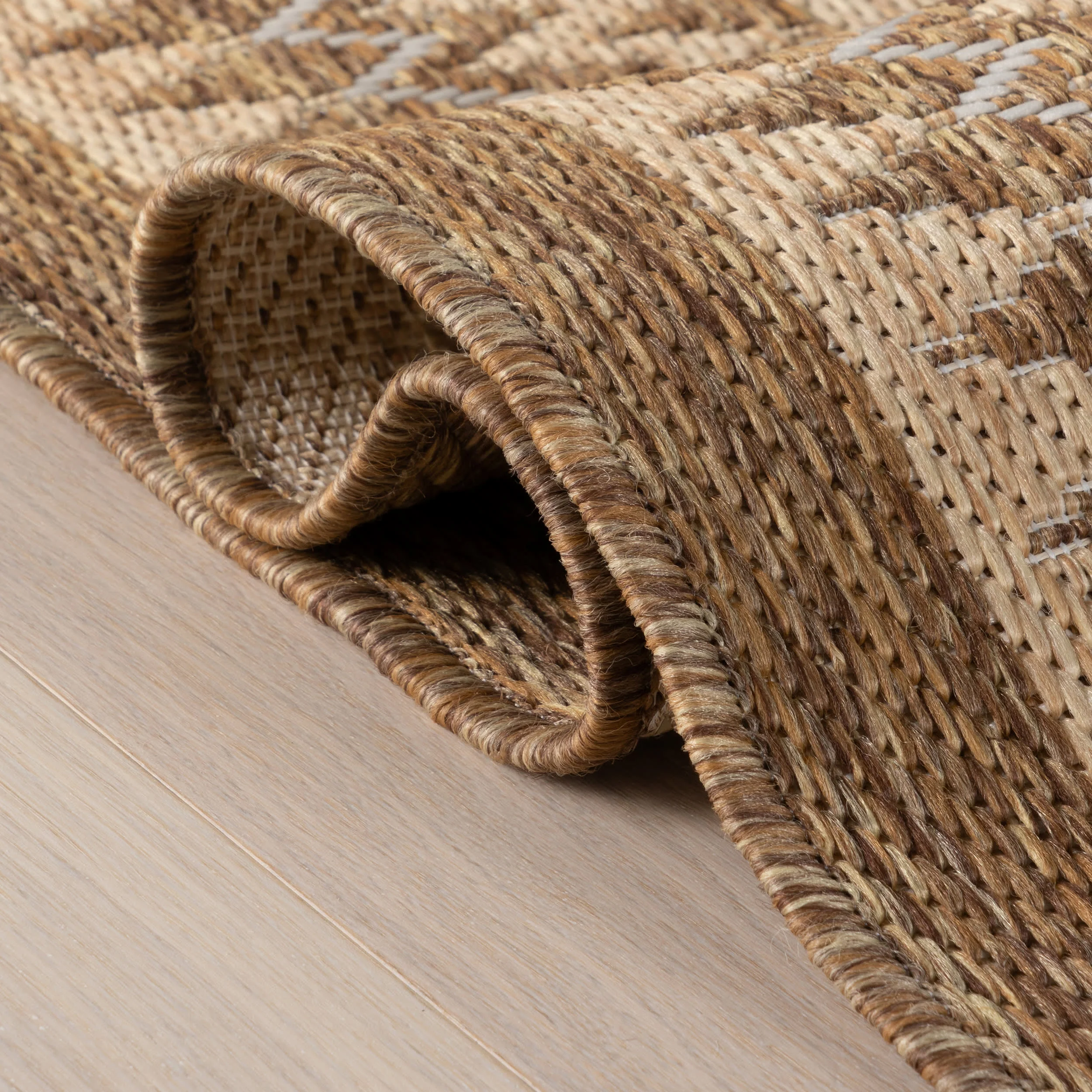 Loenya Modern Bordered Indoor/Outdoor Rug | Brown - Image 10