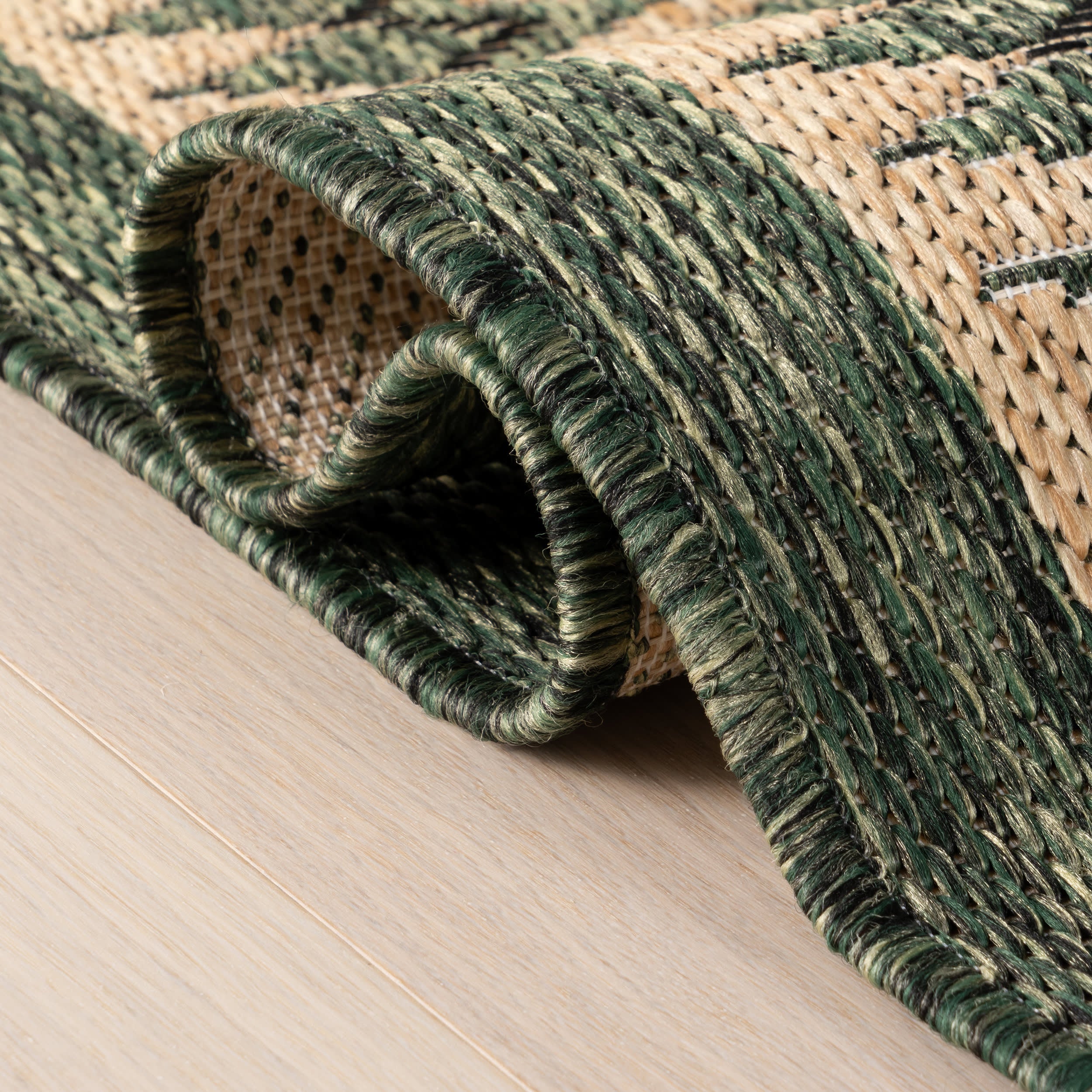 Loenya Modern Bordered Indoor/Outdoor Rug | Green - Image 6