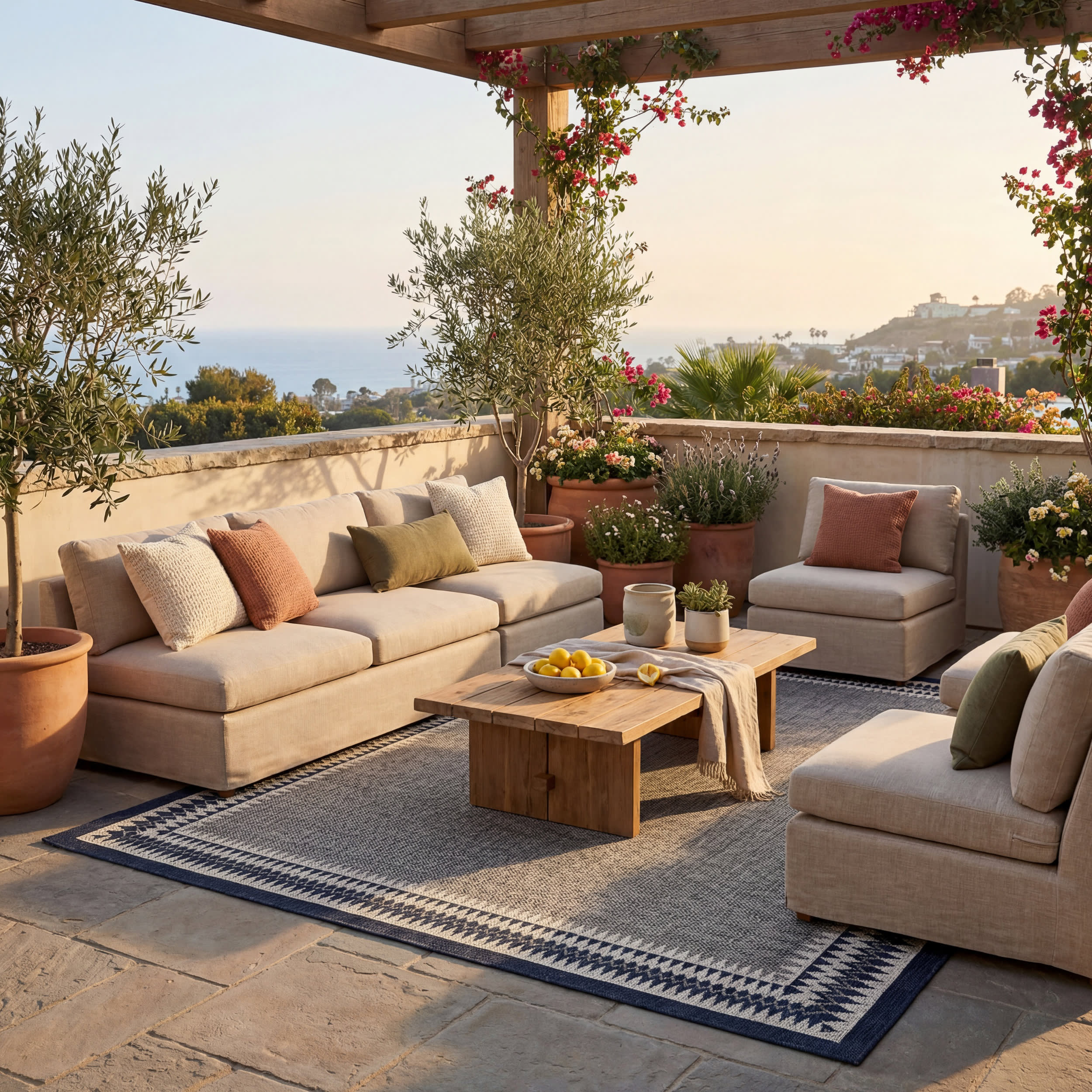 Loenya Modern Bordered Indoor/Outdoor Rug | Navy - Image 2