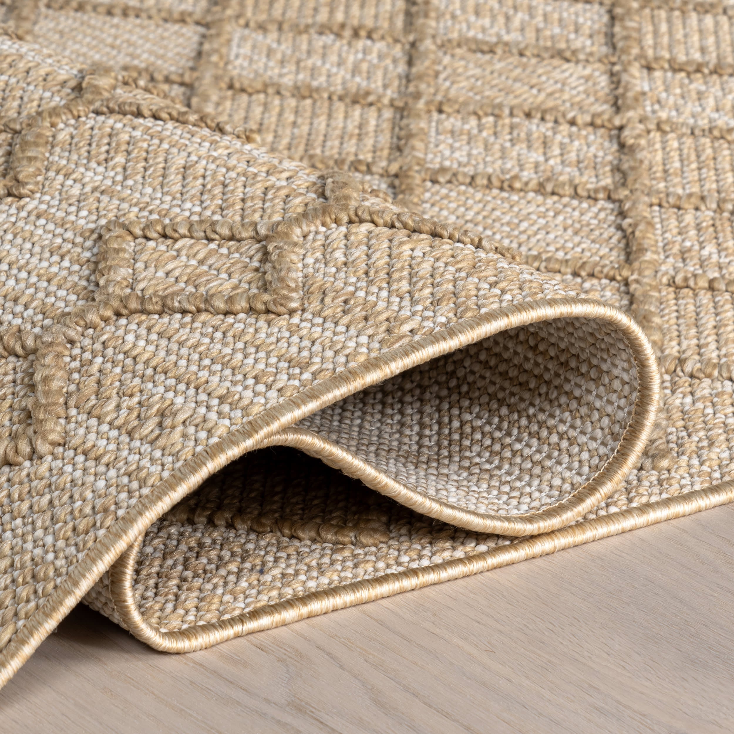 Logan High-Low Geometric Indoor/Outdoor Rug | Dark Beige - Image 10