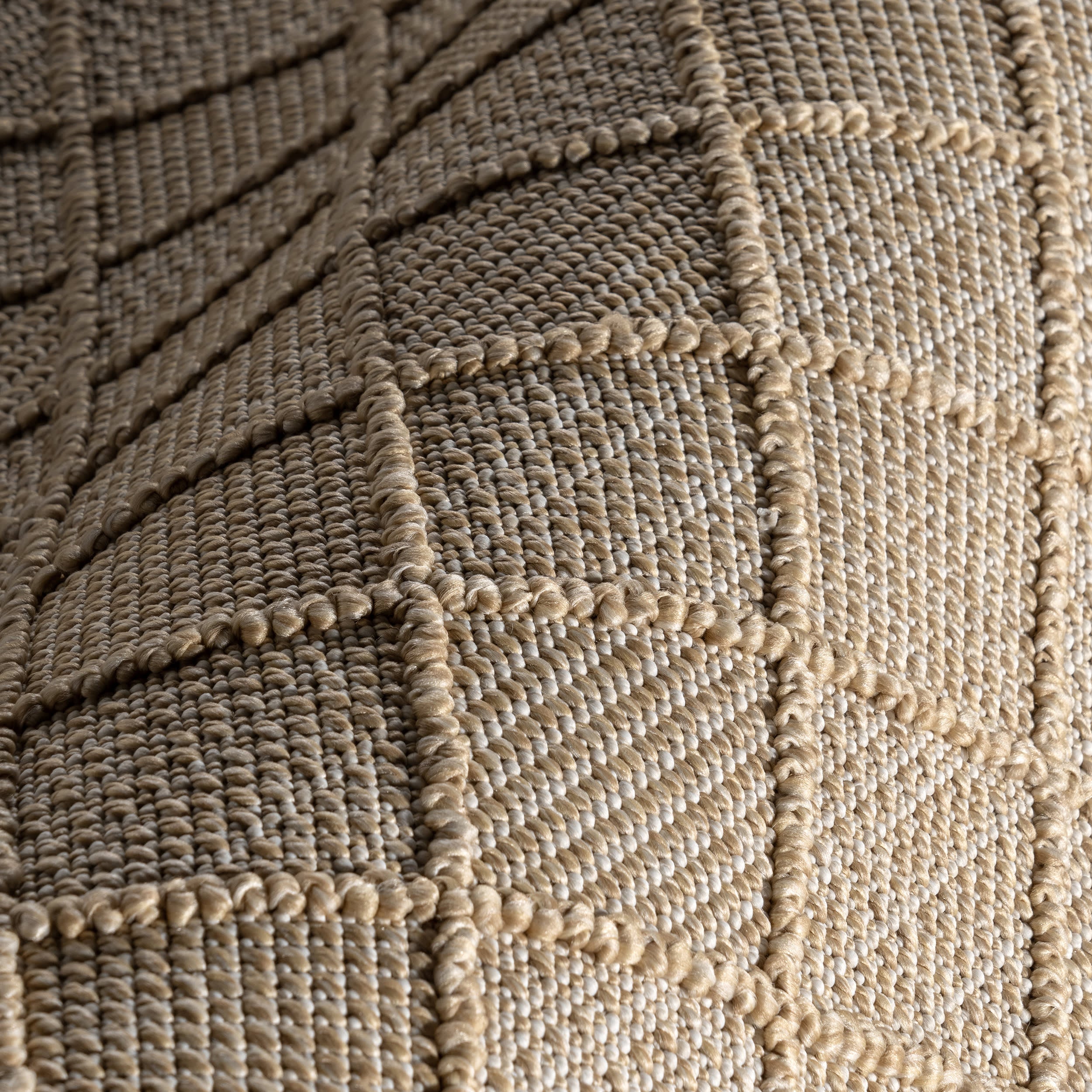 Logan High-Low Geometric Indoor/Outdoor Rug | Dark Beige - Image 3