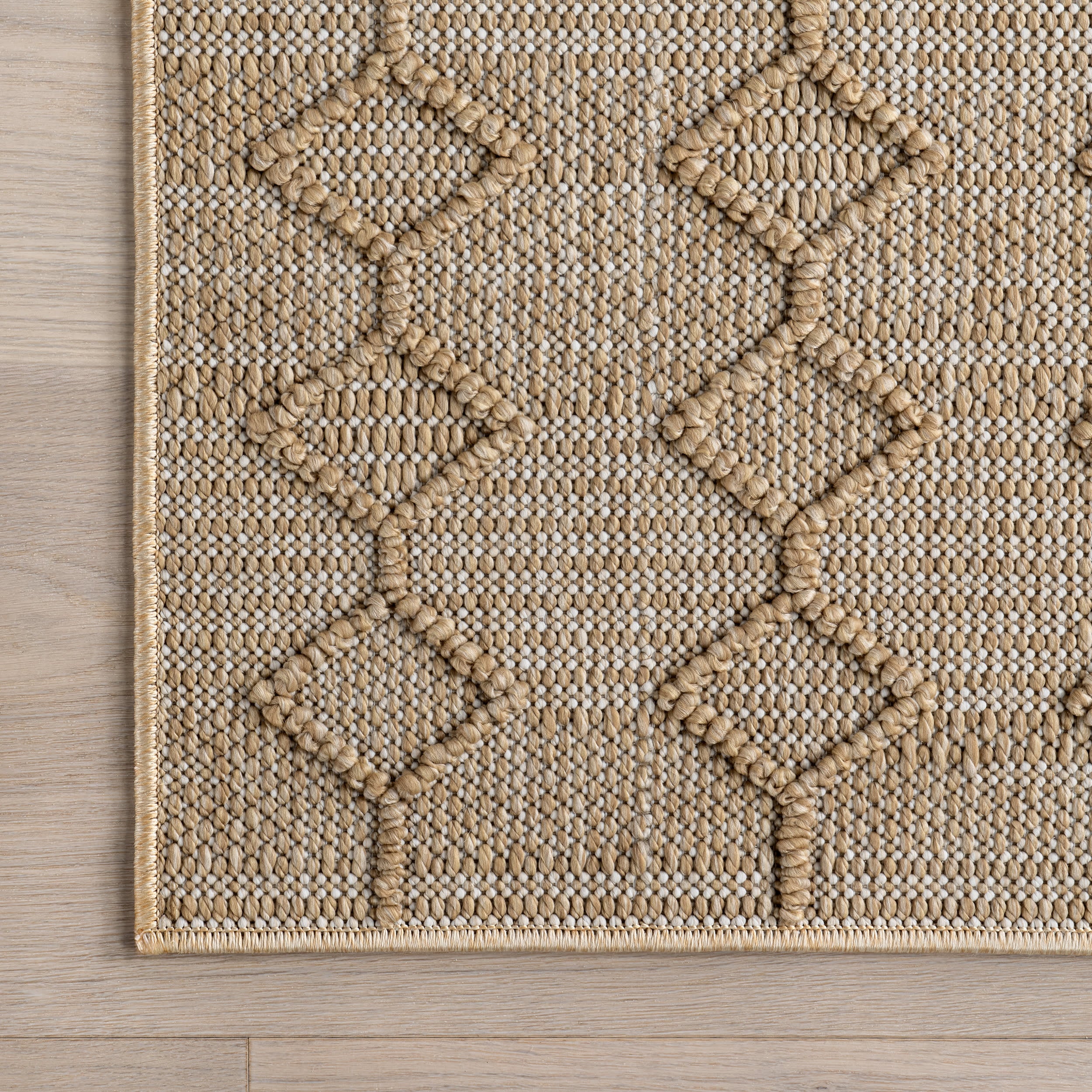 Logan High-Low Geometric Indoor/Outdoor Rug | Dark Beige - Image 4