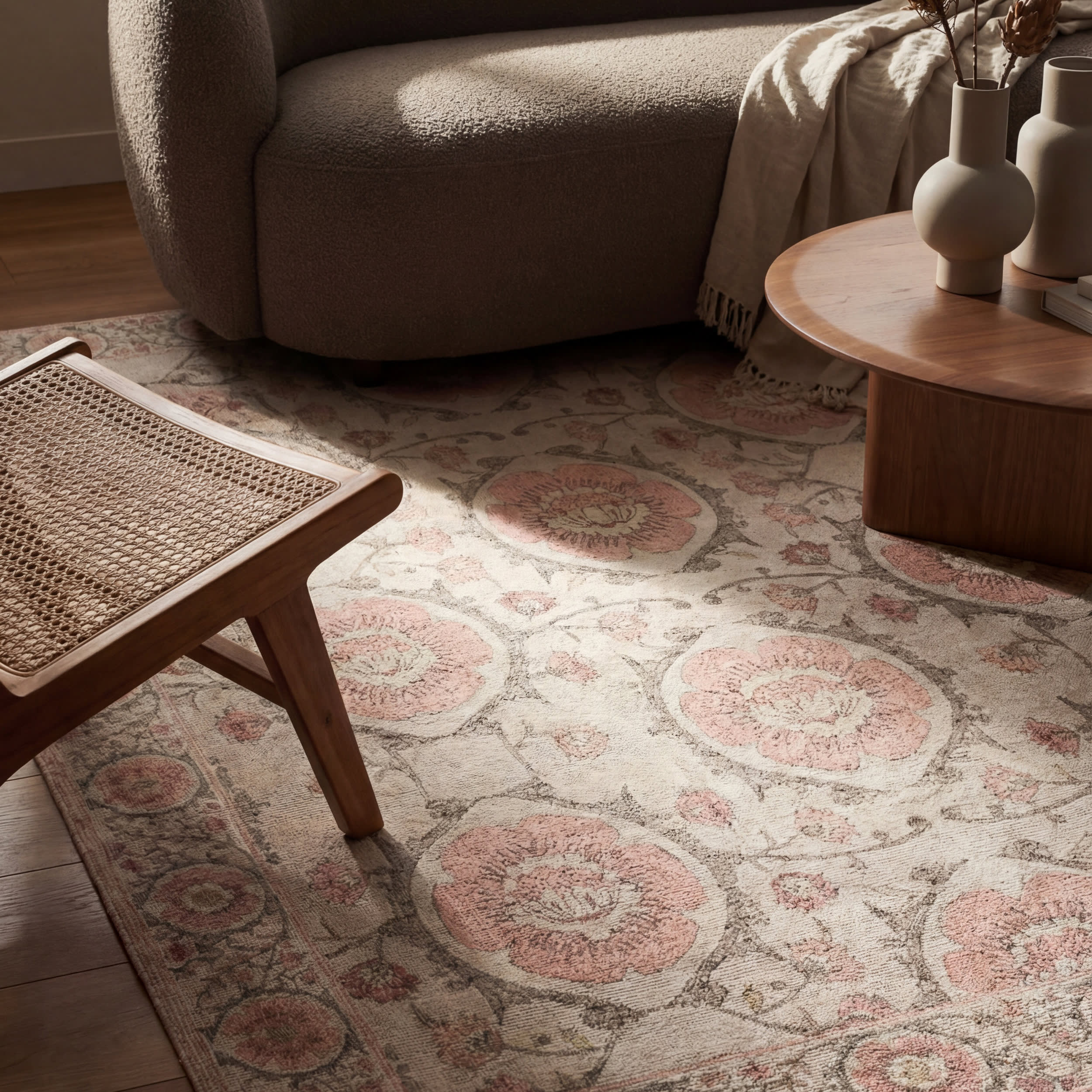 Lomia Traditional Vintage Medallion Area Rug | Ivory - Image 5