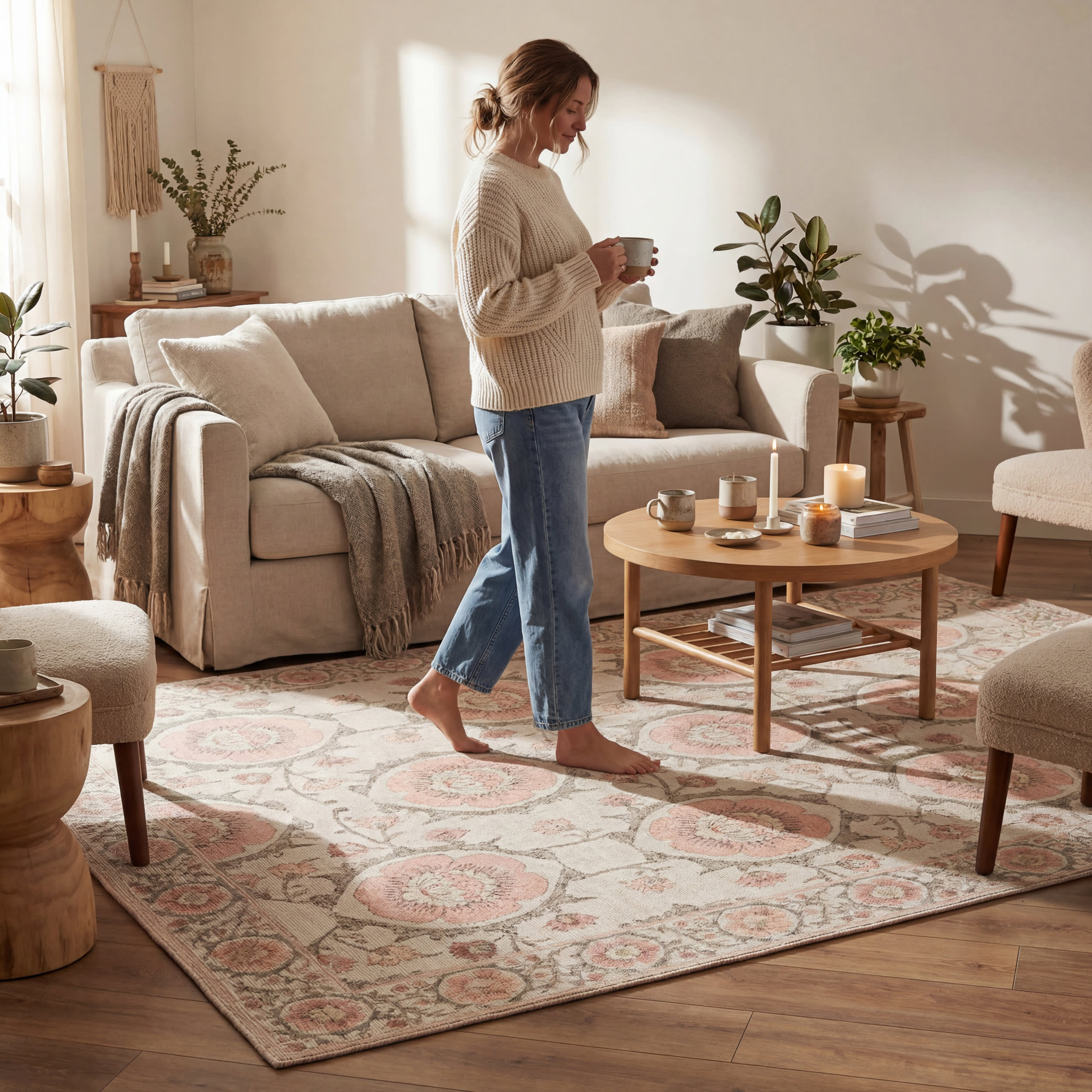 Lomia Traditional Vintage Medallion Area Rug | Ivory - Image 9
