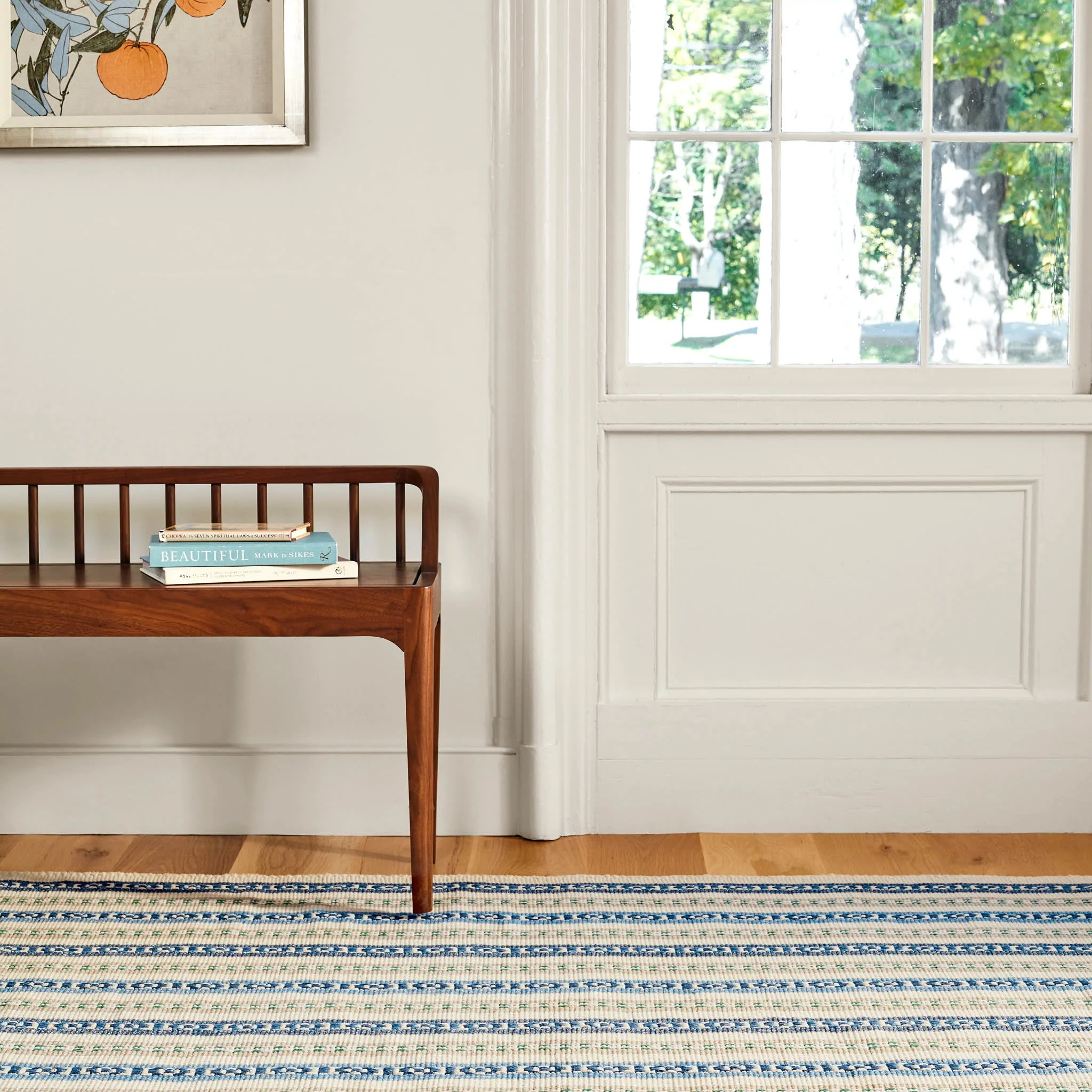 Long Slade Handwoven Cotton Rug | Indigo - Image 2