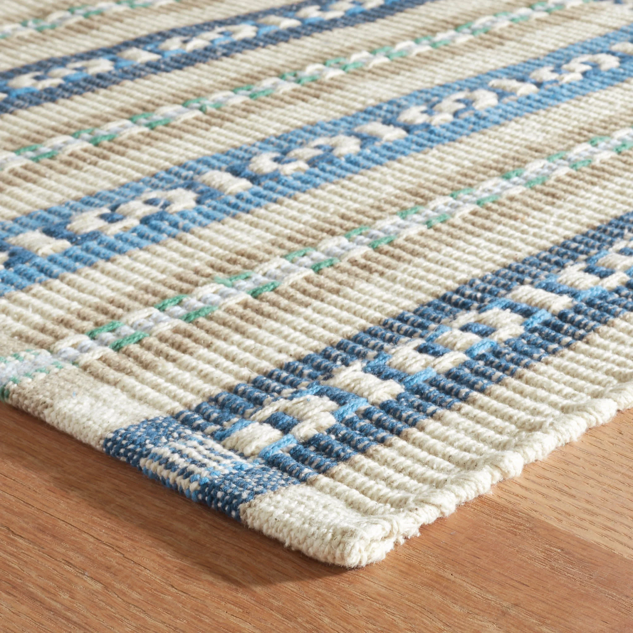 Long Slade Handwoven Cotton Rug | Indigo - Image 5