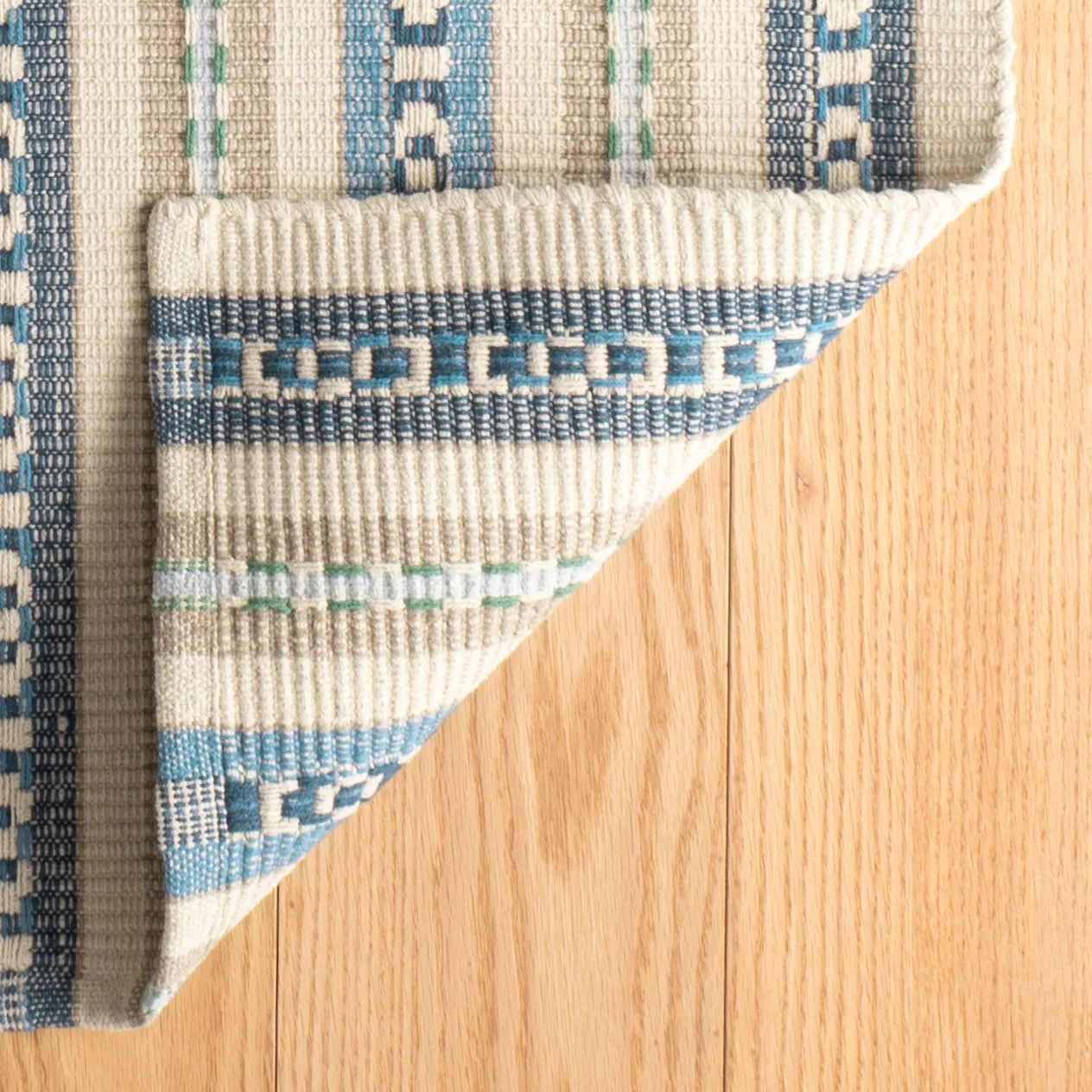 Long Slade Handwoven Cotton Rug | Indigo - Image 6