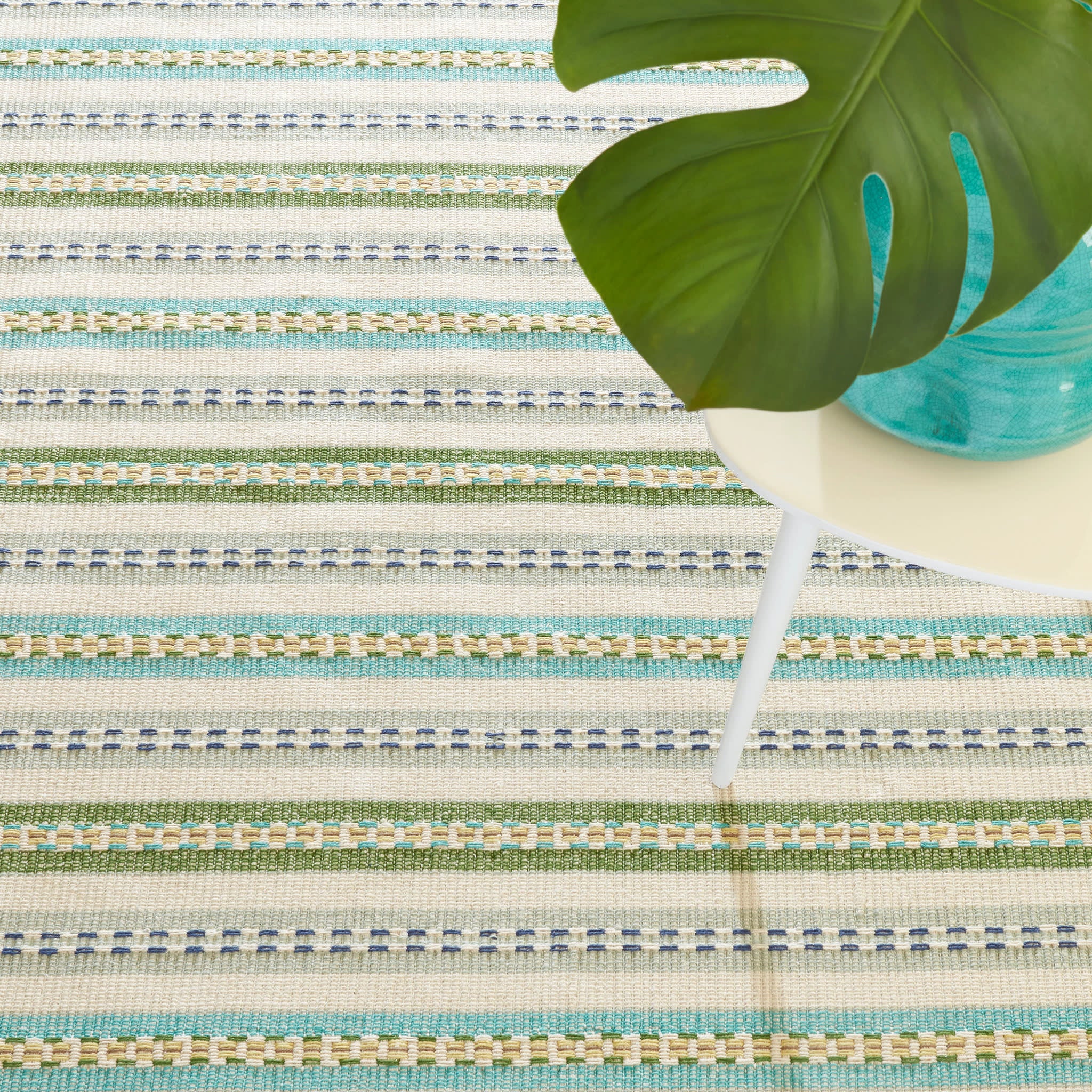 Long Slade Handwoven Cotton Rug | Teal - Image 5
